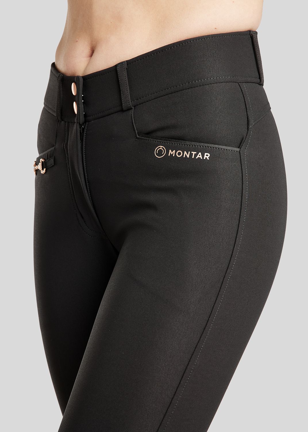 Molly Yati Breeches w. Rosegold Details - Fullgrip, Black 