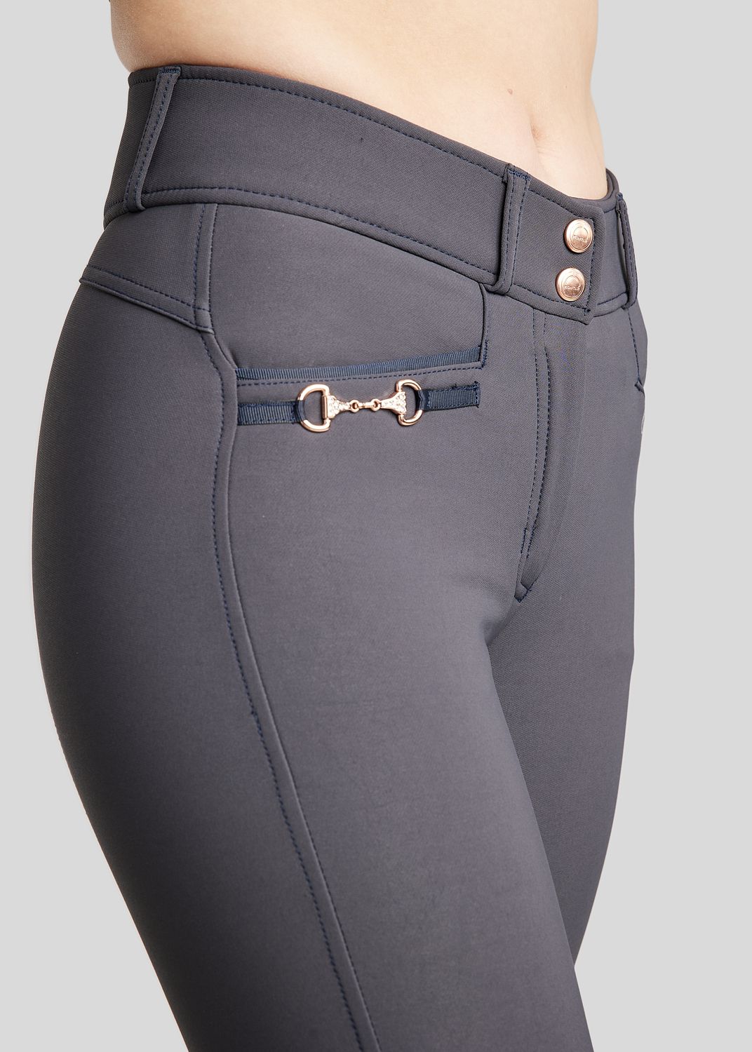 Molly Yati Breeches w. Rosegold Details - Fullgrip, Navy 