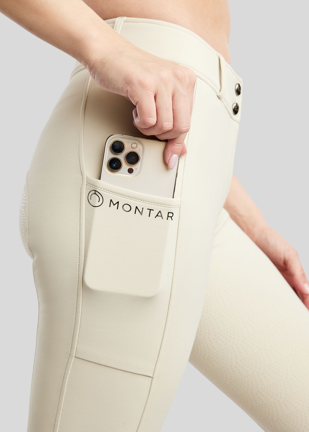 Megan Breeches w. Phone Pockets - Fullgrip, Warm Grey Beige 