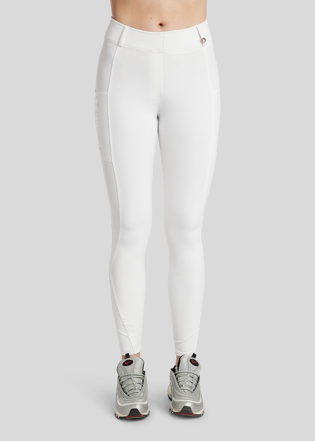 Michelle Tights w. Rosegold Logo - Fullgrip, White 