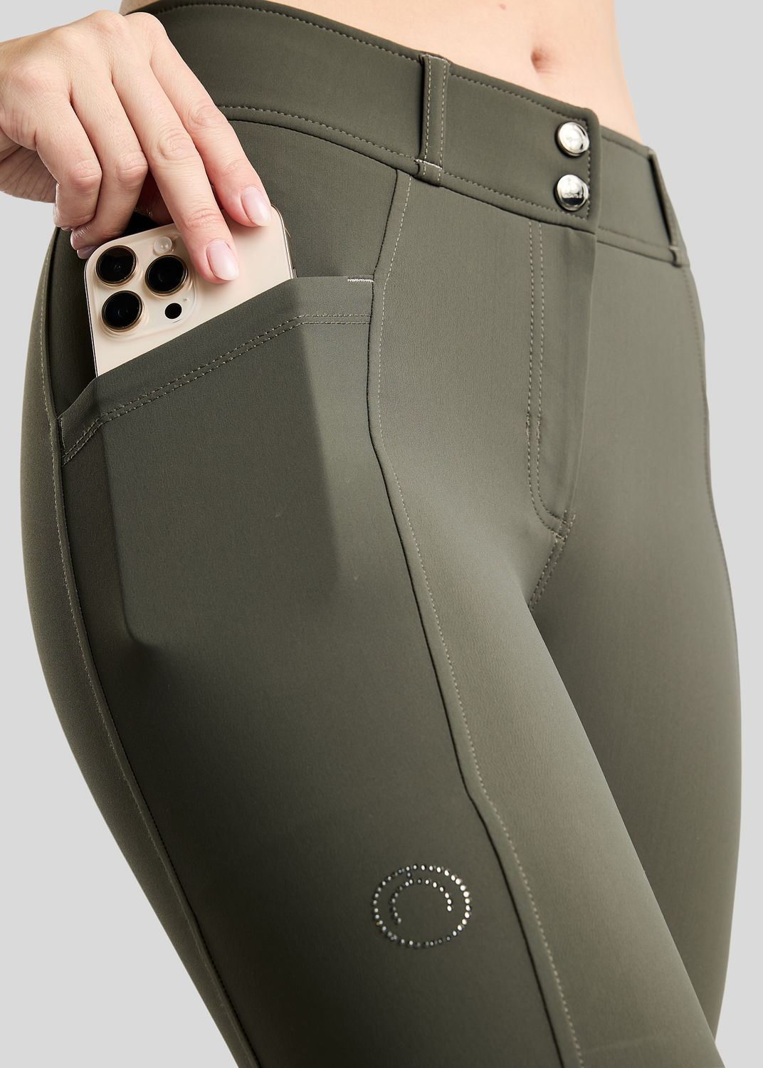 MoZida REFINED Breeches w. Gun Metal Crystals - Fullgrip, Forest Green 