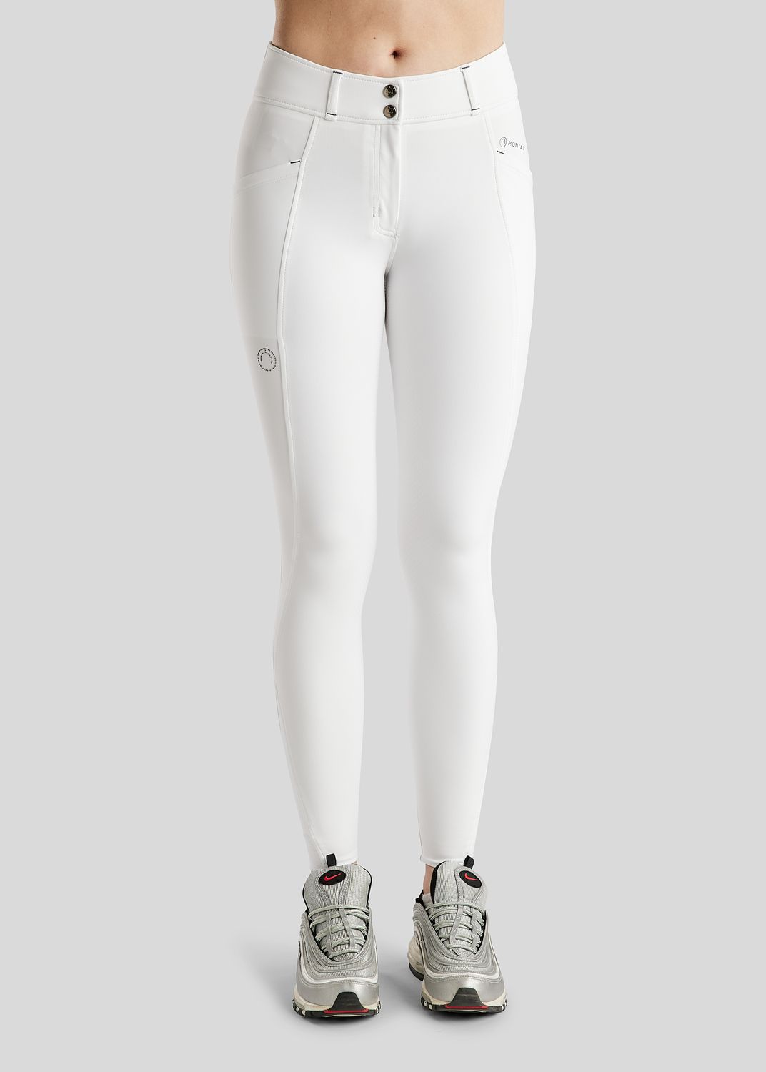MoZida REFINED Breeches w. Gun Metal Crystals - Fullgrip, White 