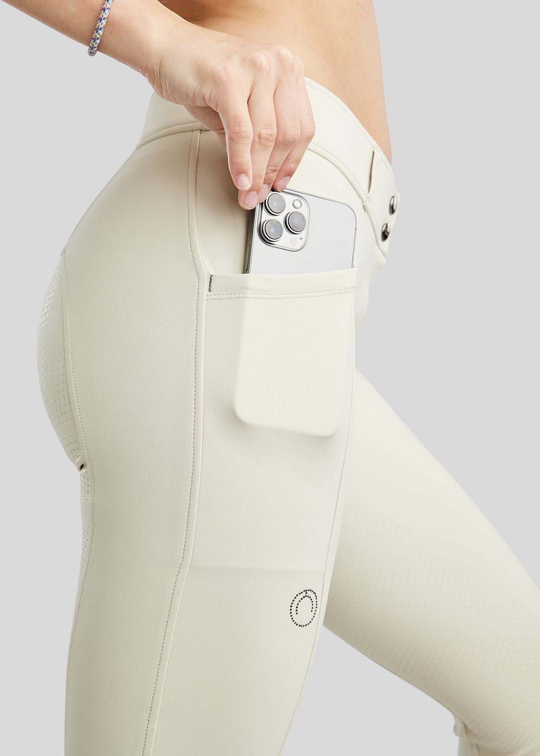 MoZida REFINED Breeches w. Gun Metal Crystals - Fullgrip, Grey Beige 