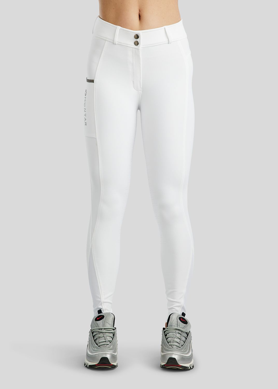 MoGloria Breeches w. Gun Metal Caviar Tape - Fullgrip, White 