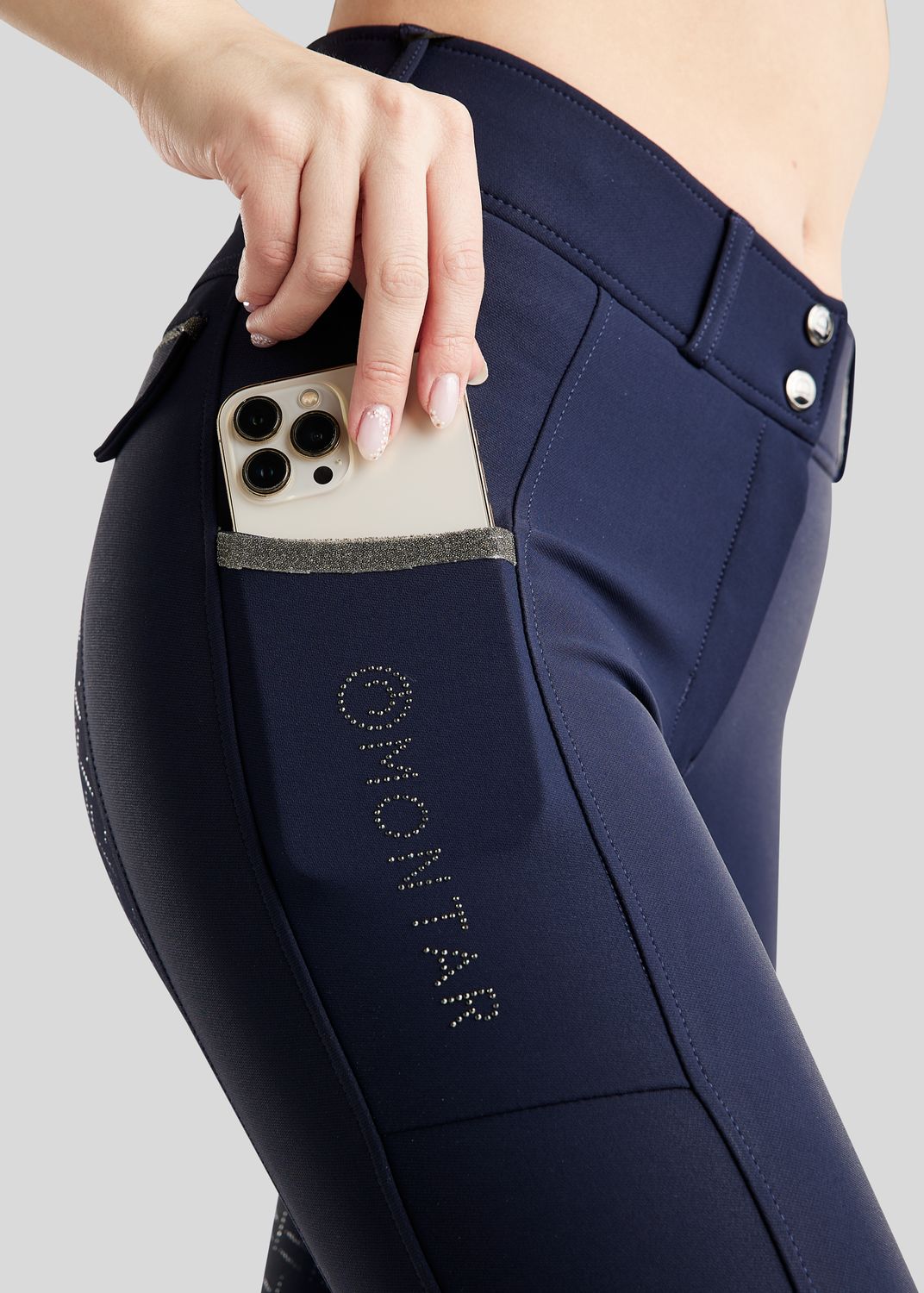 MoGloria Breeches w. Gun Metal Caviar Tape - Fullgrip, Navy