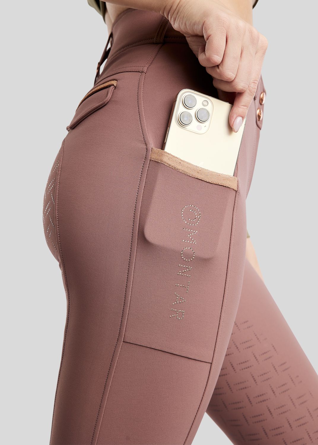 MoGlenda Breeches w. Rosegold Caviar Tape - Fullgrip, Dusty Rose 