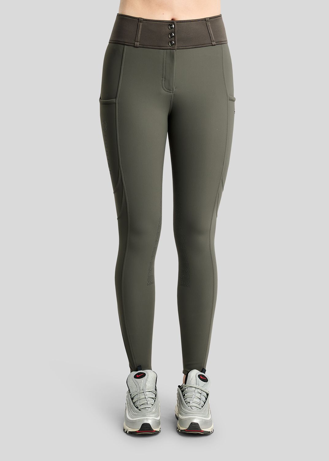 MoAddie Softshell Breeches w. Gun Metal Logo Charm - Fullgrip, Forest Green 