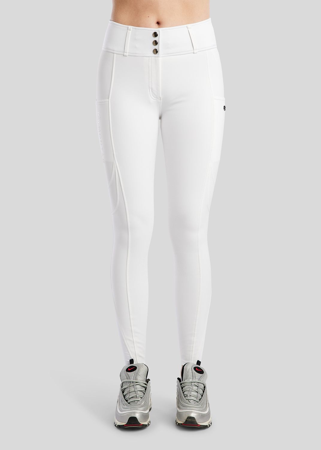 MoAddie Softshell Breeches w. Gun Metal Logo Charm - Fullgrip, White 