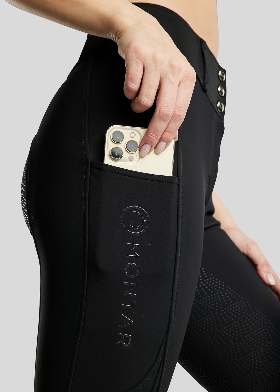 MoAddie Softshell Breeches w. Gun Metal Logo Charm - Fullgrip, Black 