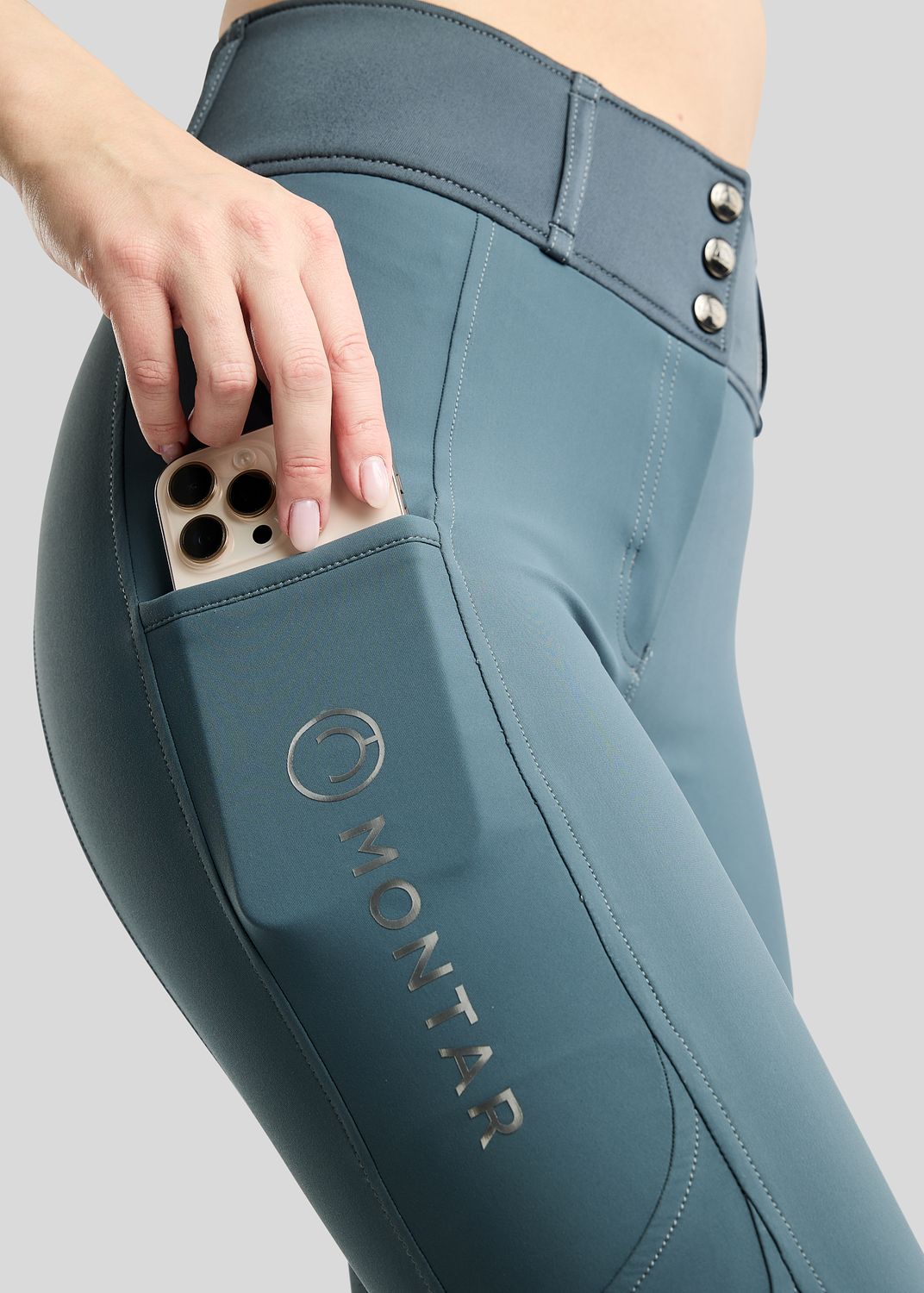 MoAddie Softshell Breeches w. Gun Metal Logo Charm - Fullgrip, Dark Slate 