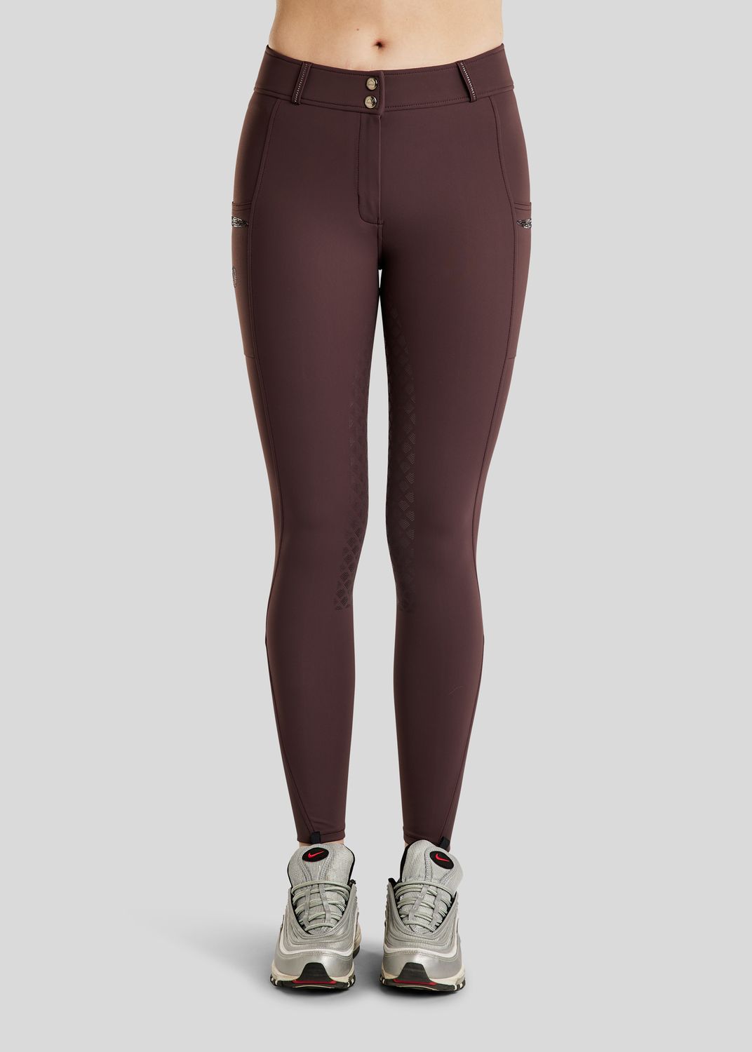 MoEmilia Breeches w. Mixed Grey Crystals - Fullgrip, Black Peony 