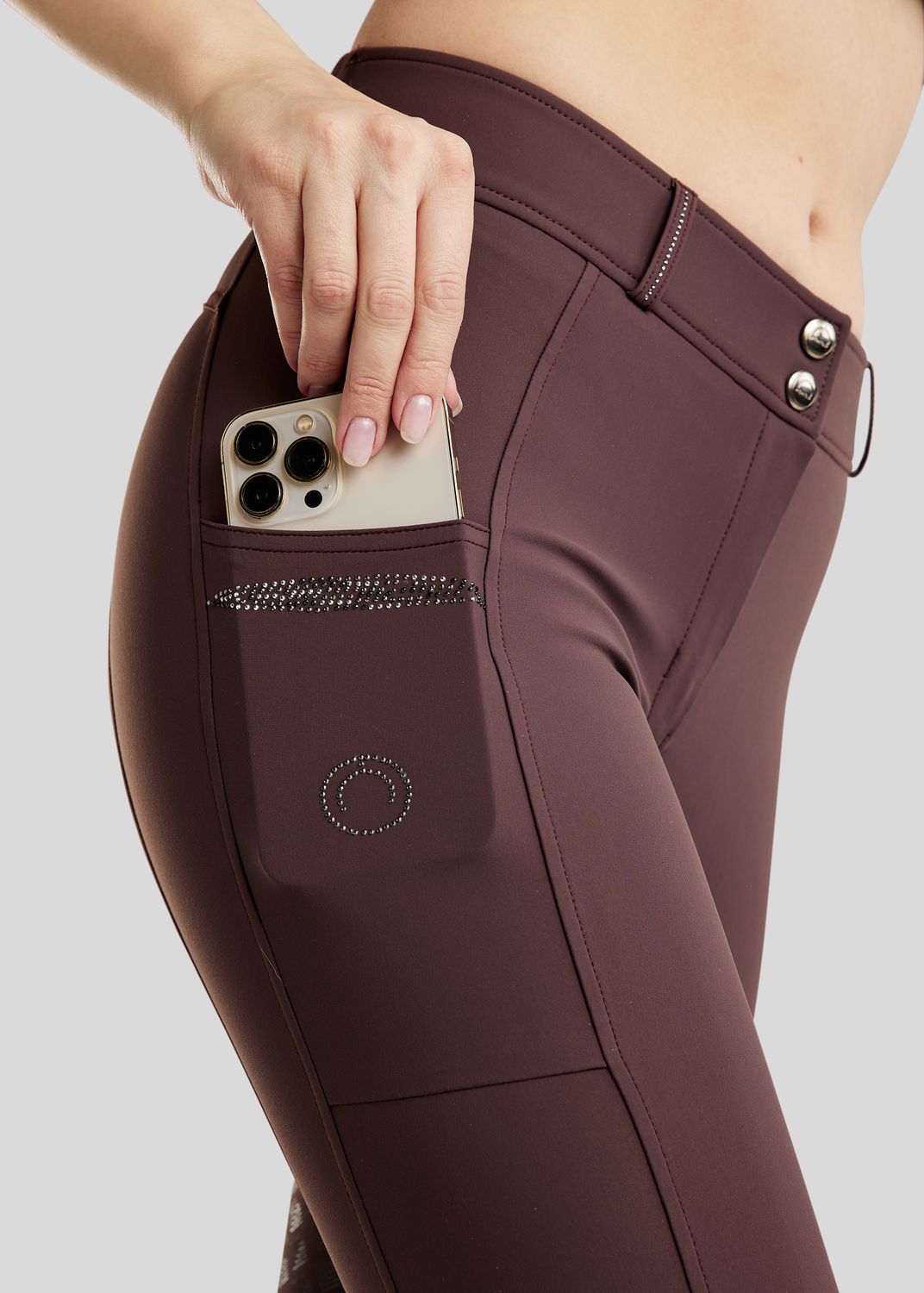 MoEmilia Breeches w. Mixed Grey Crystals - Fullgrip, Black Peony 