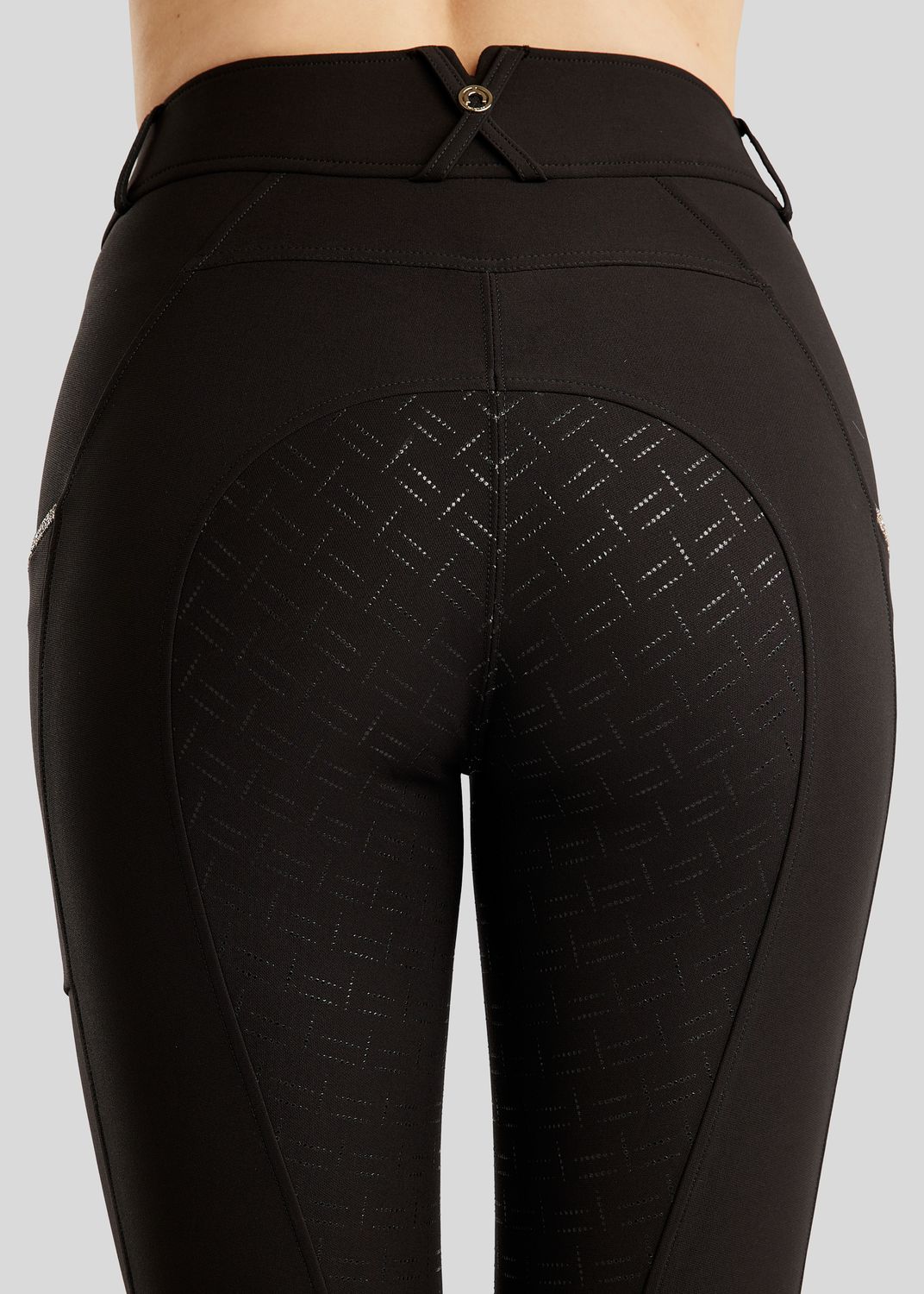 MoLila Breeches w. Champagne Crystal Tape and Champagne Crystals - Fullgrip, Black