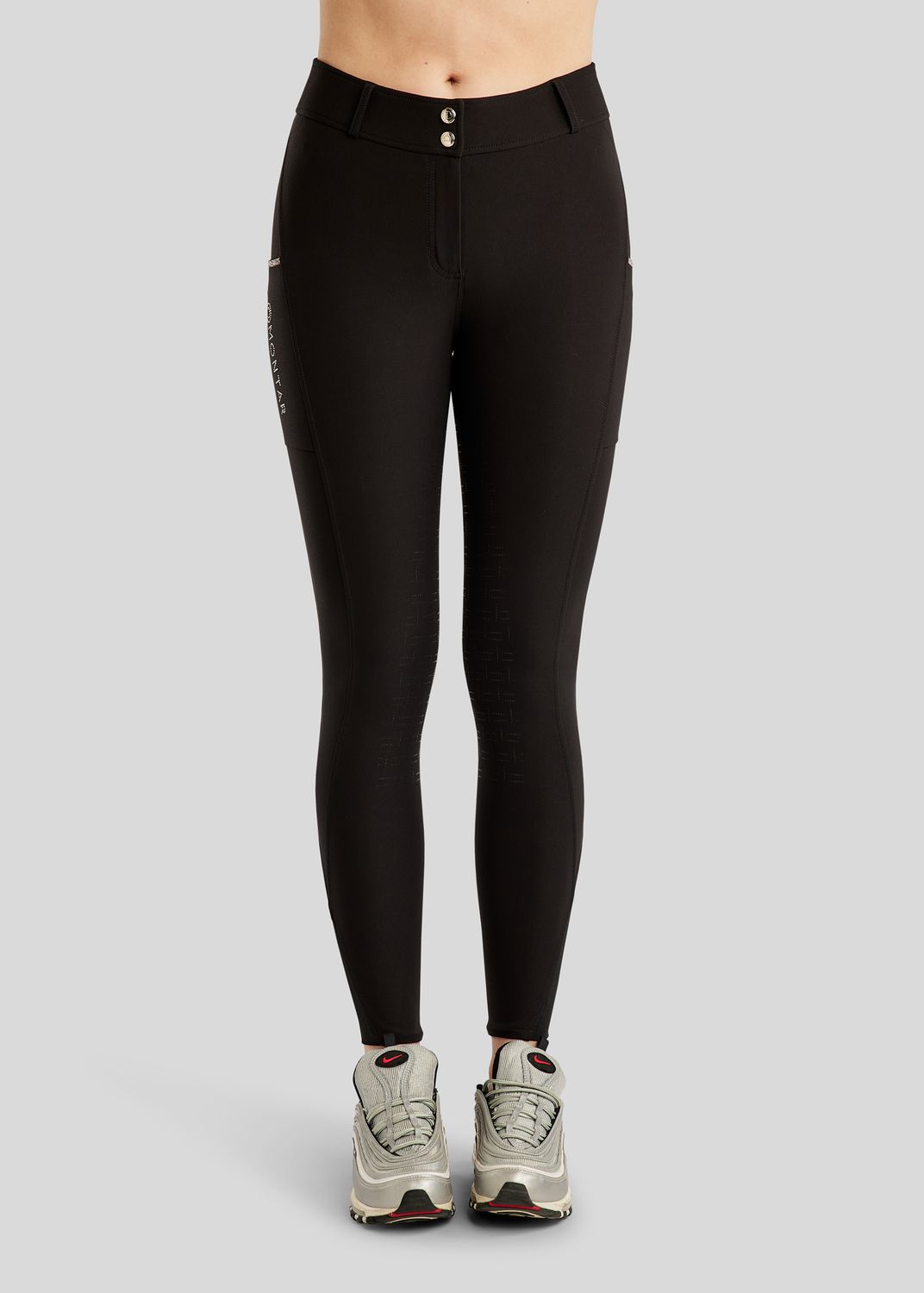 MoLila Breeches w. Champagne Crystal Tape and Champagne Crystals - Fullgrip, Black