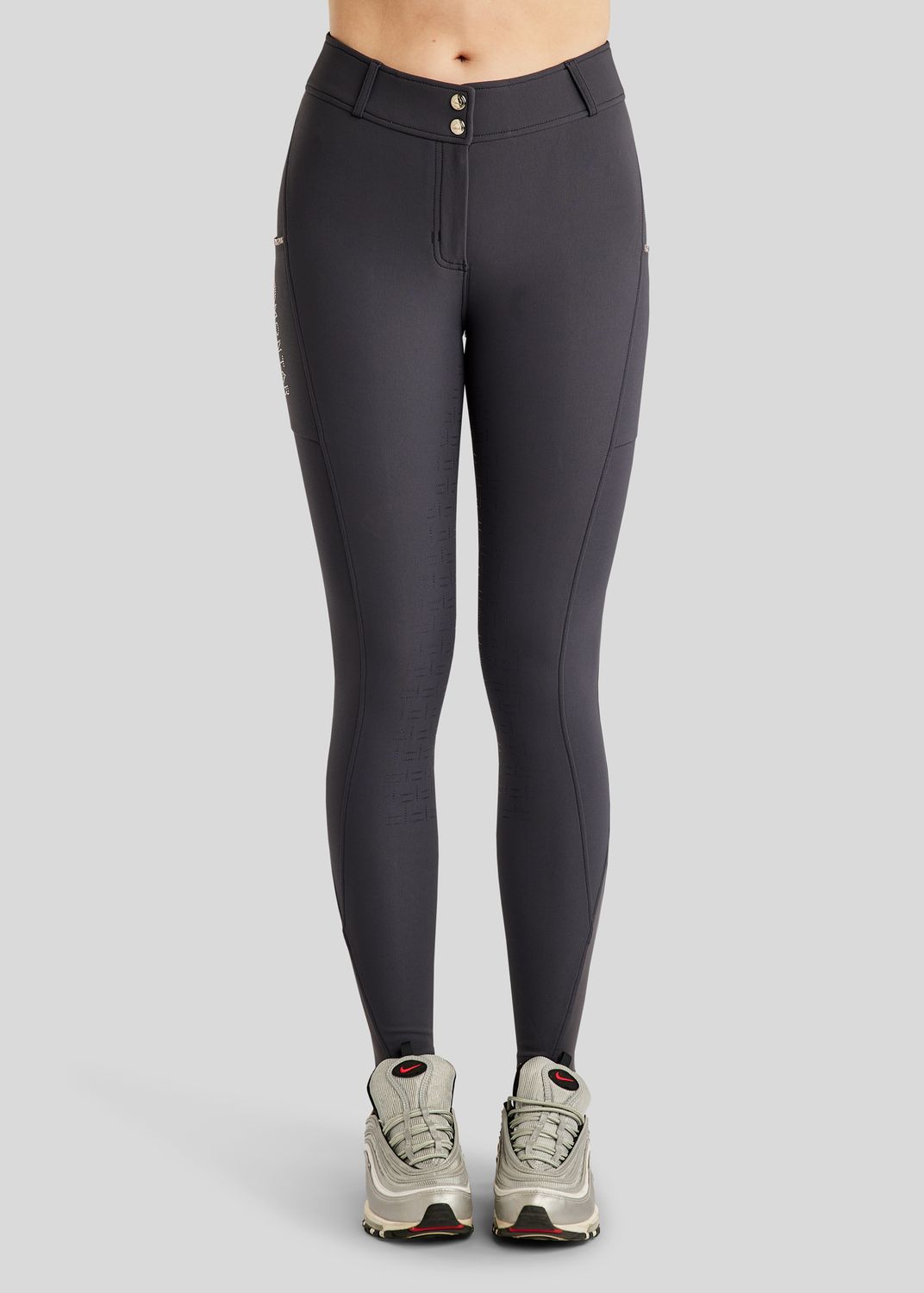MoLila Breeches w. Champagne Crystal Tape and Champagne Crystals - Fullgrip, Slate Grey