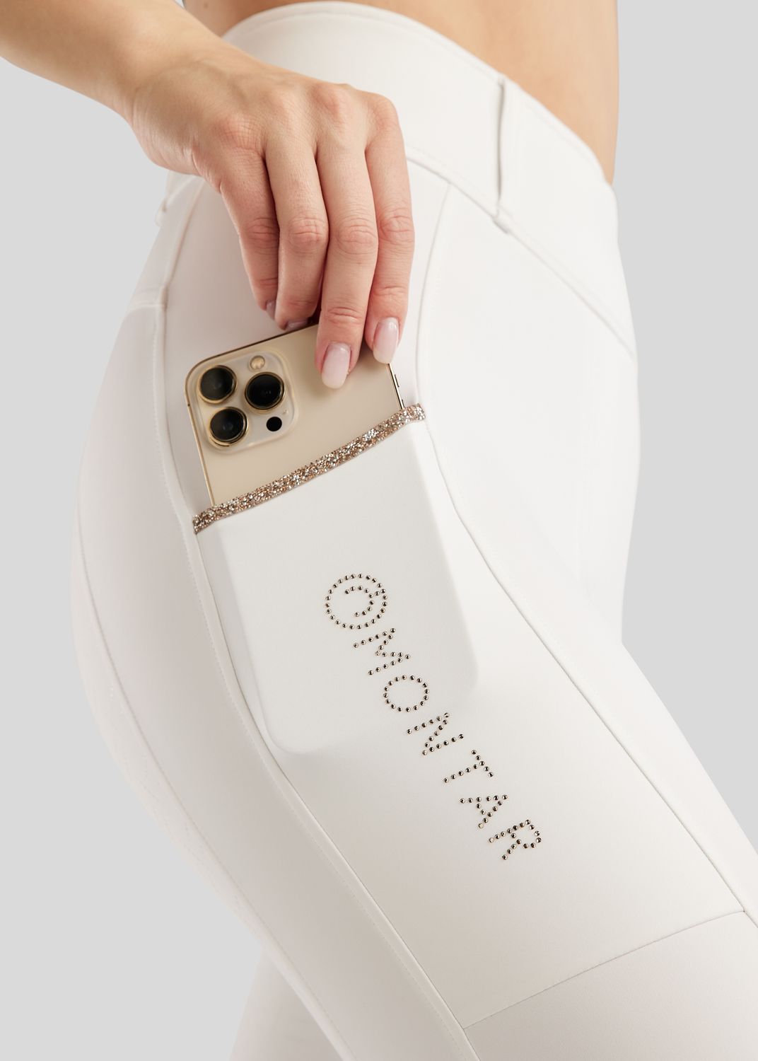 MoLila Pull On w. Champagne Crystals and Crystals Tape - Fullgrip, White