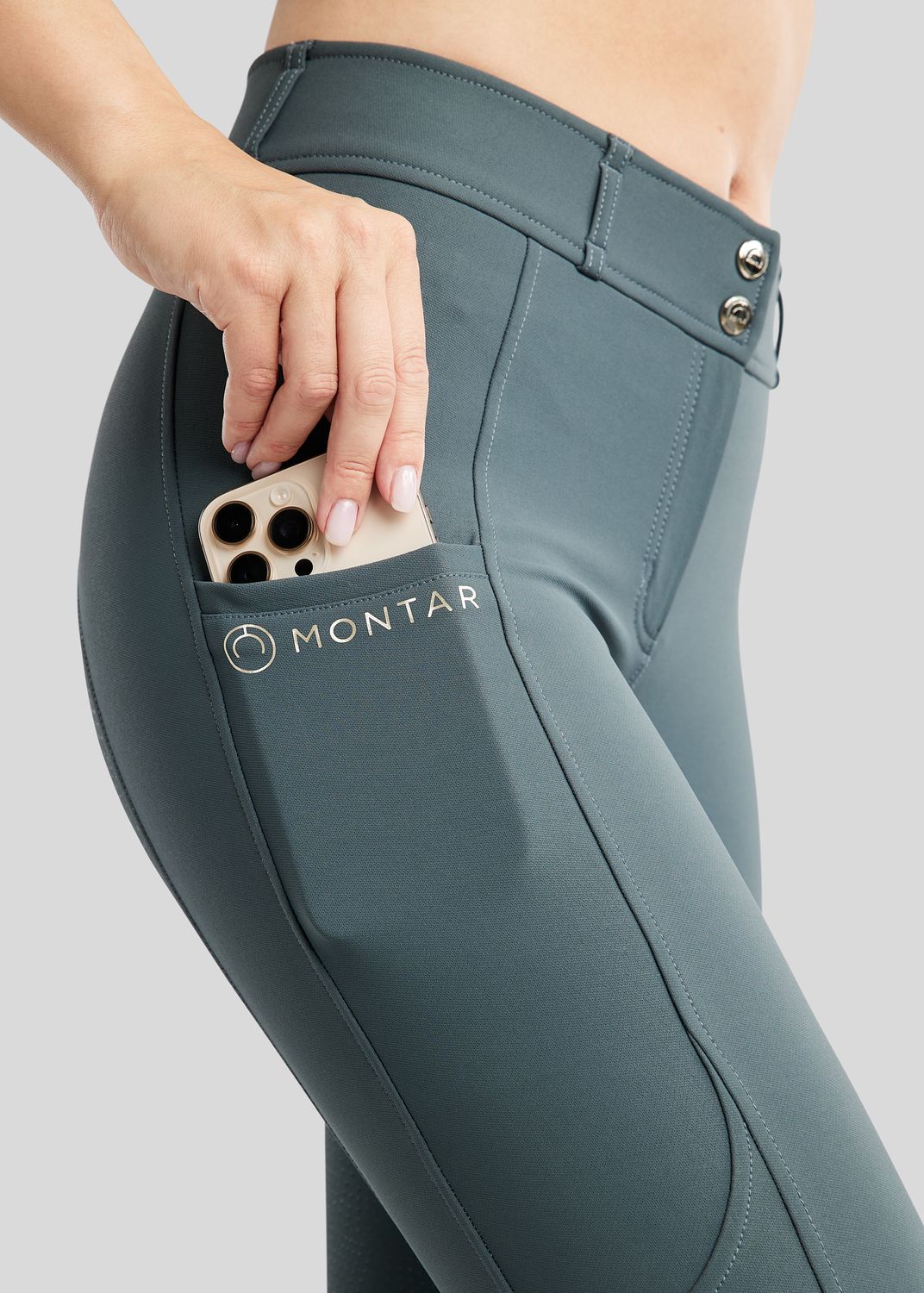 MoPhilipa Breeches w. Champagne Logo - Fullgrip, Dark Slate 