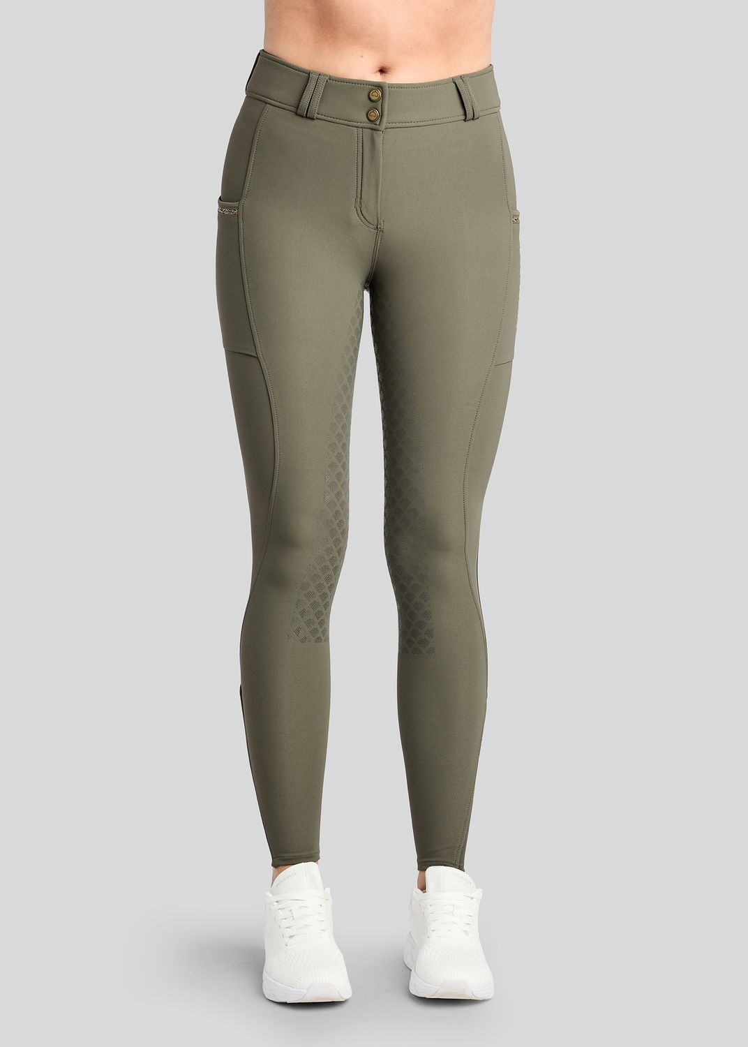 MoVeronica Breeches w. Golden Quartz Caviar Tape and Crystals - Fullgrip, Forest Green 