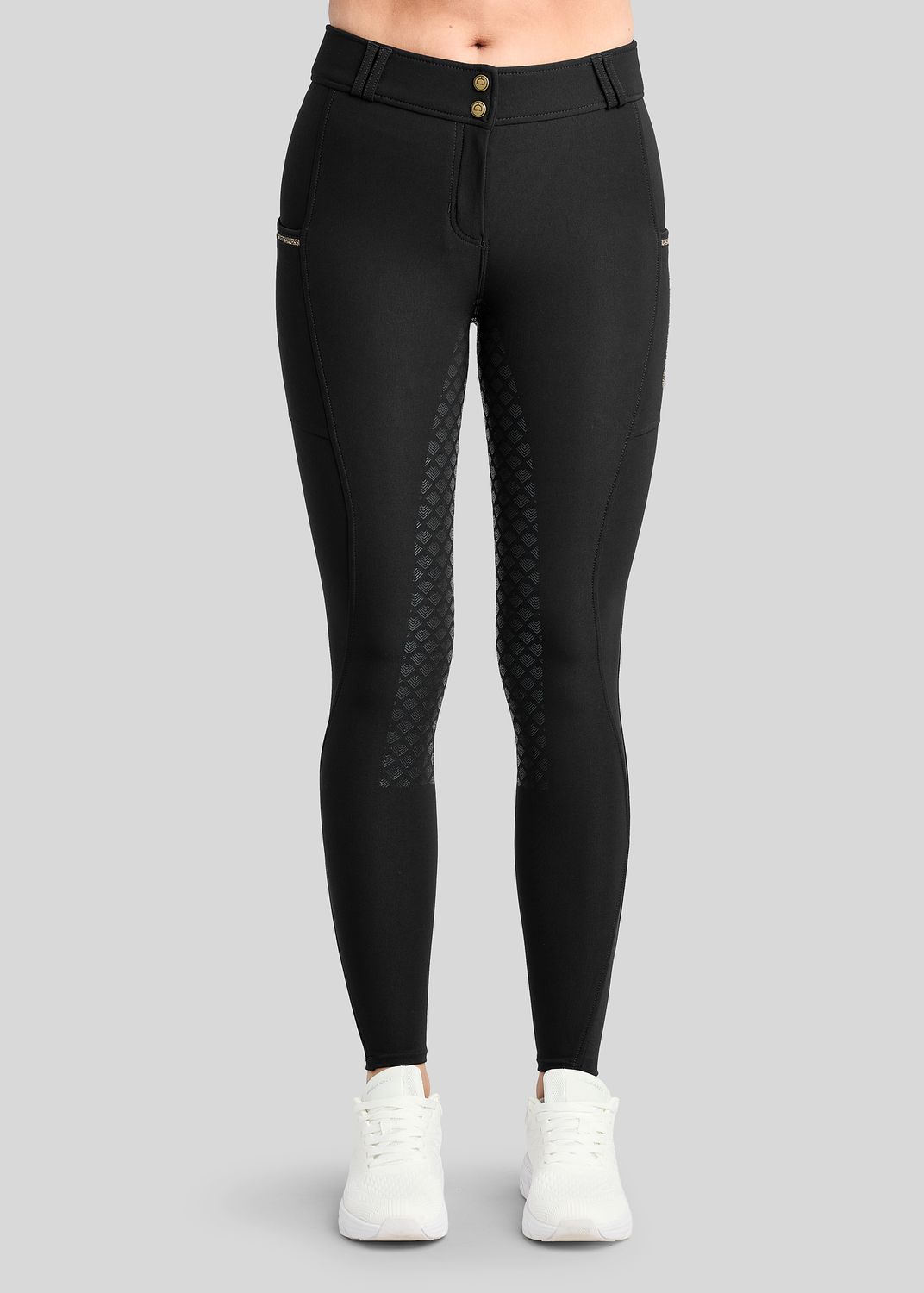 MoVeronica Breeches w. Golden Quartz Caviar Tape and Crystals - Fullgrip, Black 