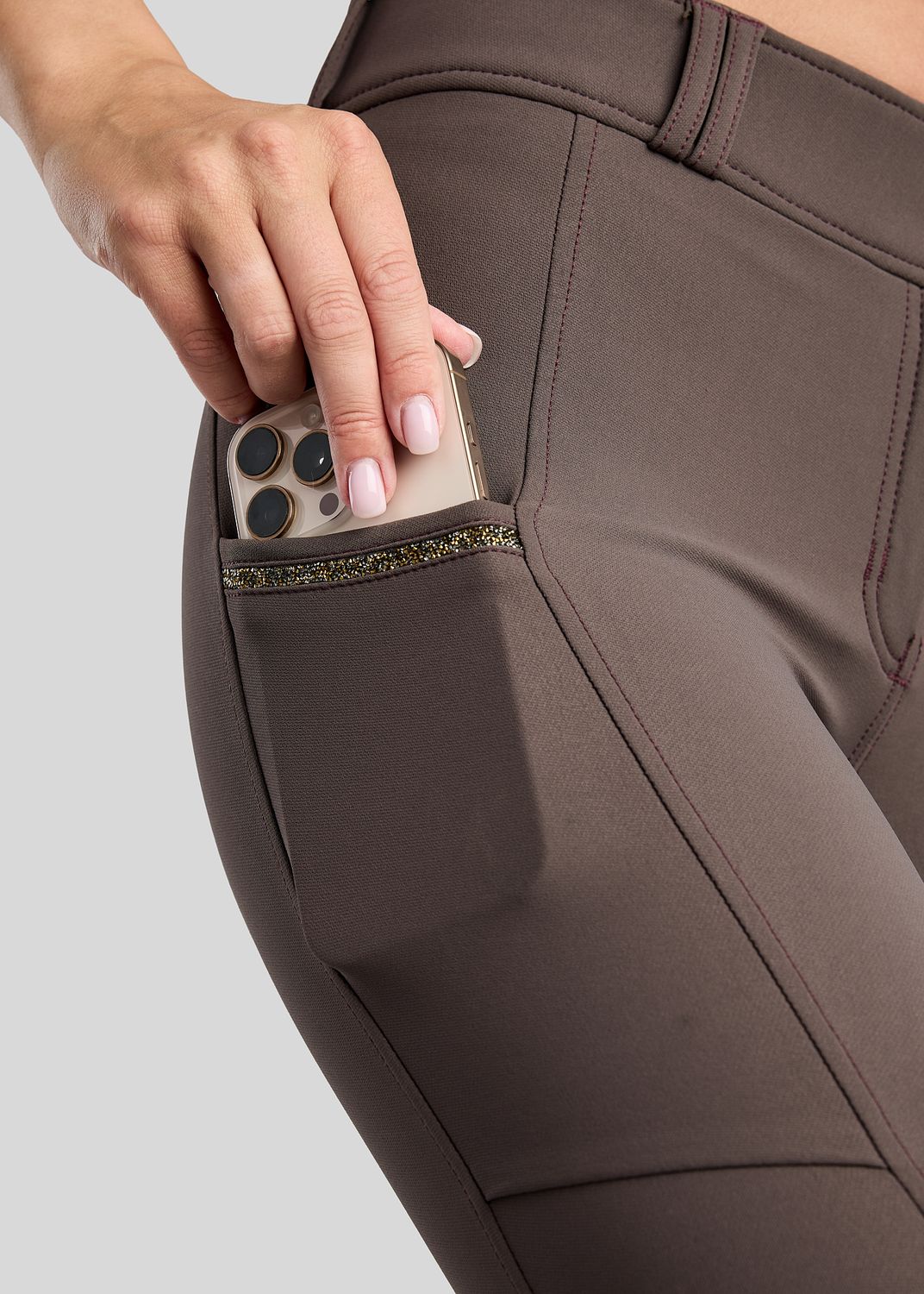 MoVeronica Breeches w. Golden Quartz Caviar Tape and Crystals - Fullgrip, Black Peony 