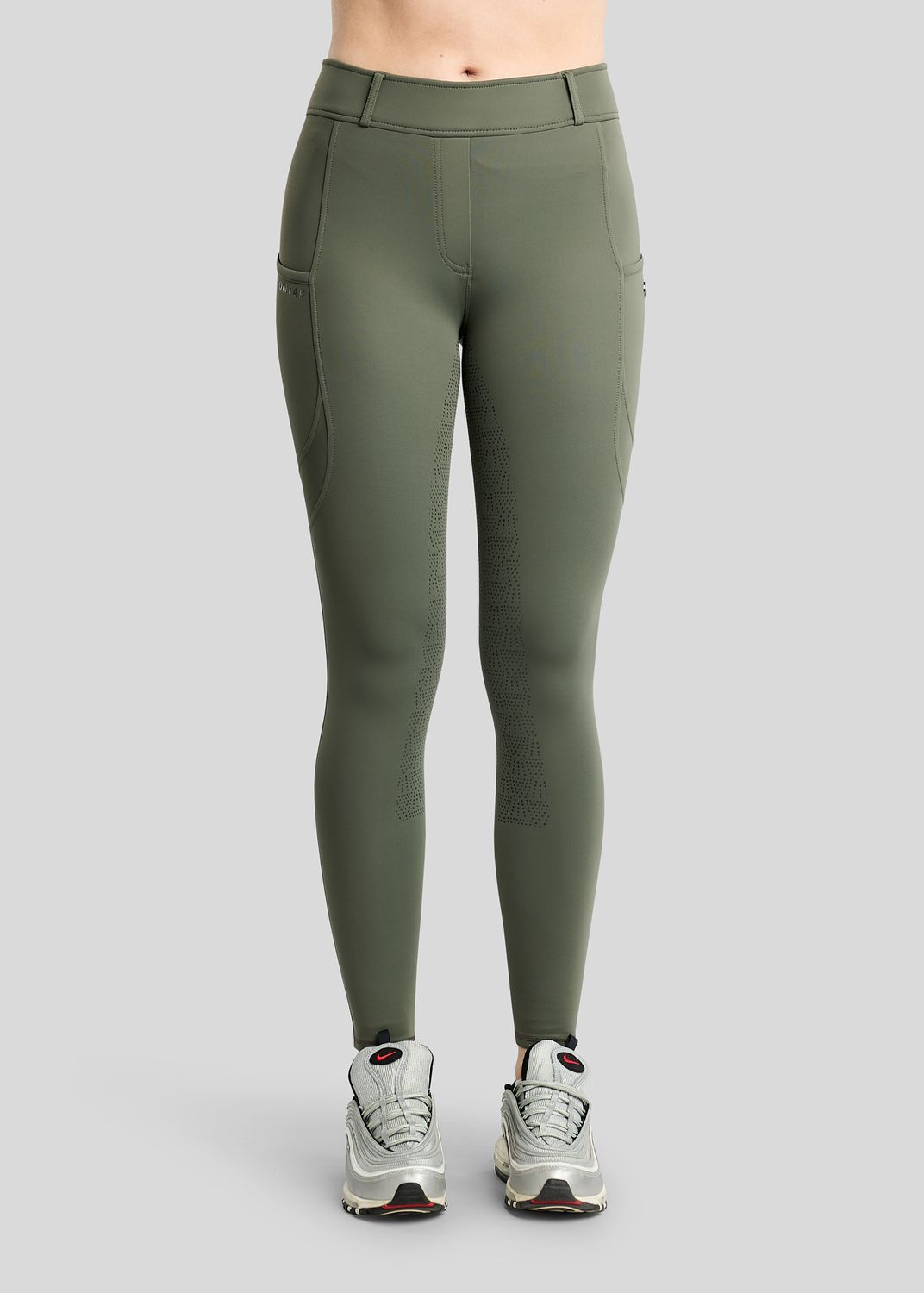 MoAddie Hybrid Thermo Tights w. Gun Metal Logo - Fullgrip, Forest Green 