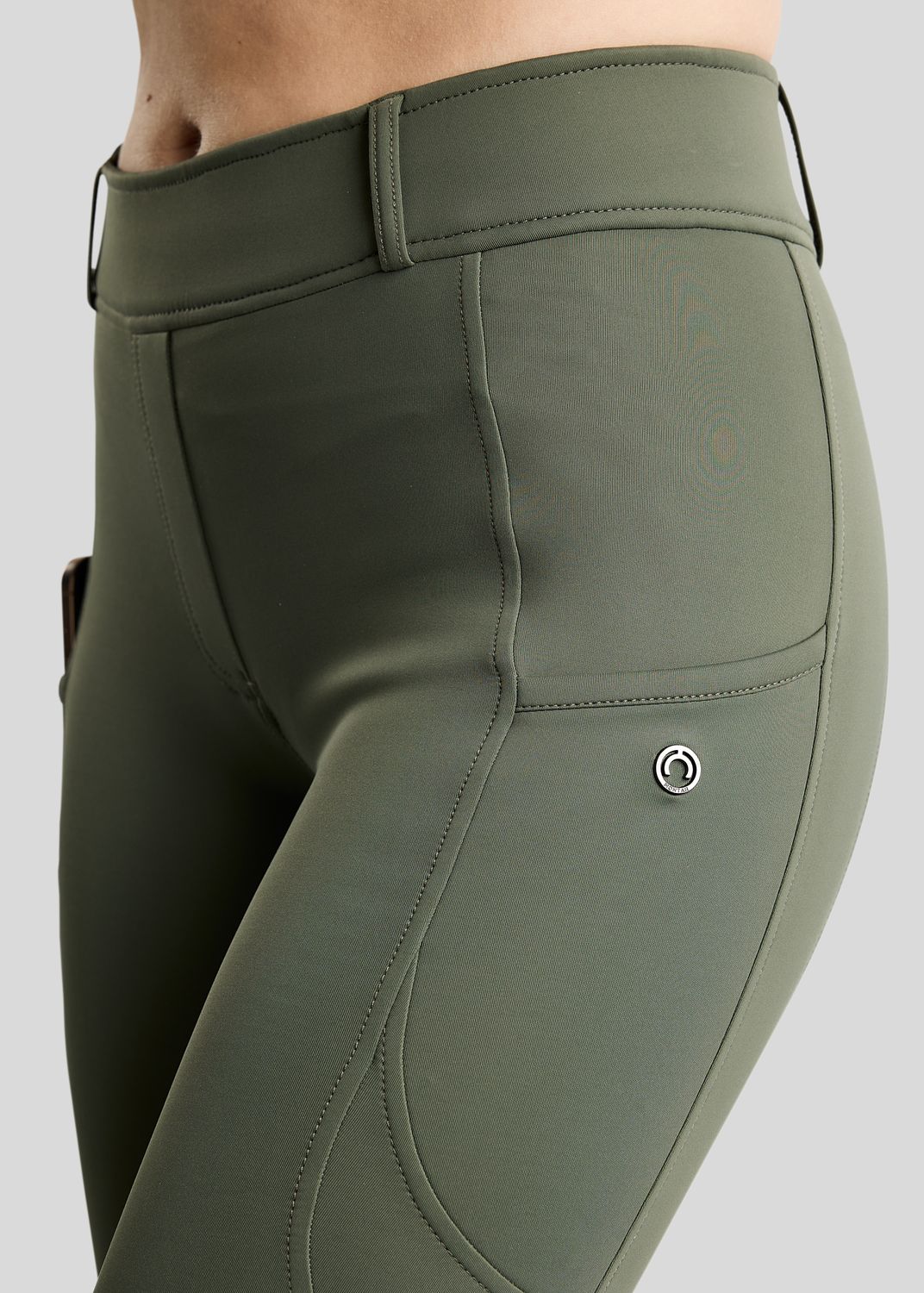 MoAddie Hybrid Thermo Tights w. Gun Metal Logo - Fullgrip, Forest Green 