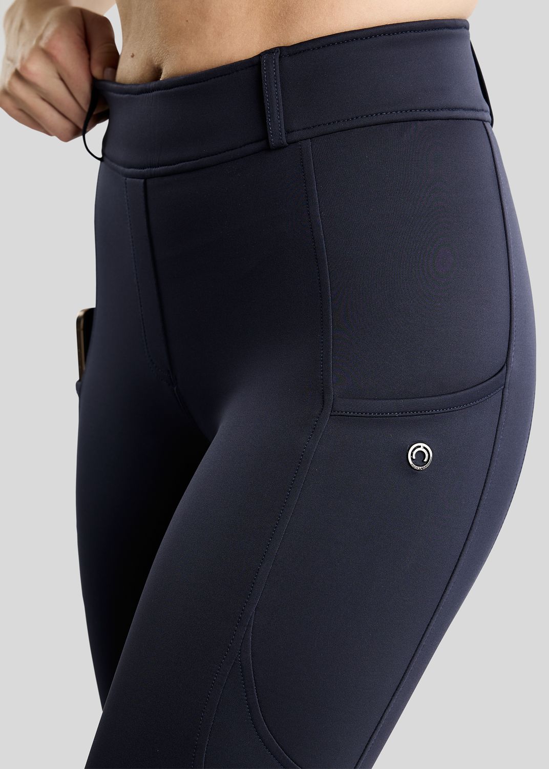 MoAddie Hybrid Thermo Tights w. Gun Metal Logo - Fullgrip, Navy 