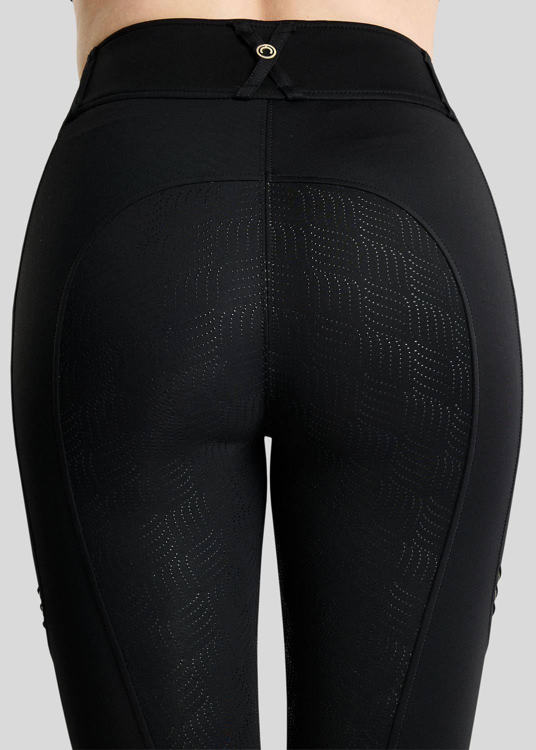 MoWilma Hybrid Tights w. Pintucks and Golden Quartz Crystals - Fullgrip, Black 