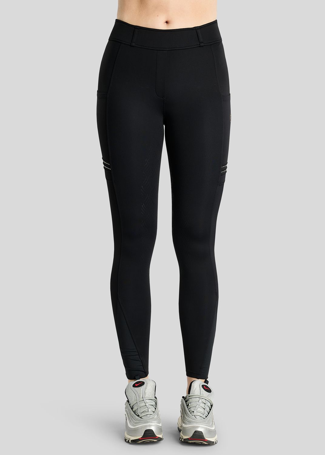 MoWilma Hybrid Tights w. Pintucks and Golden Quartz Crystals - Fullgrip, Black 