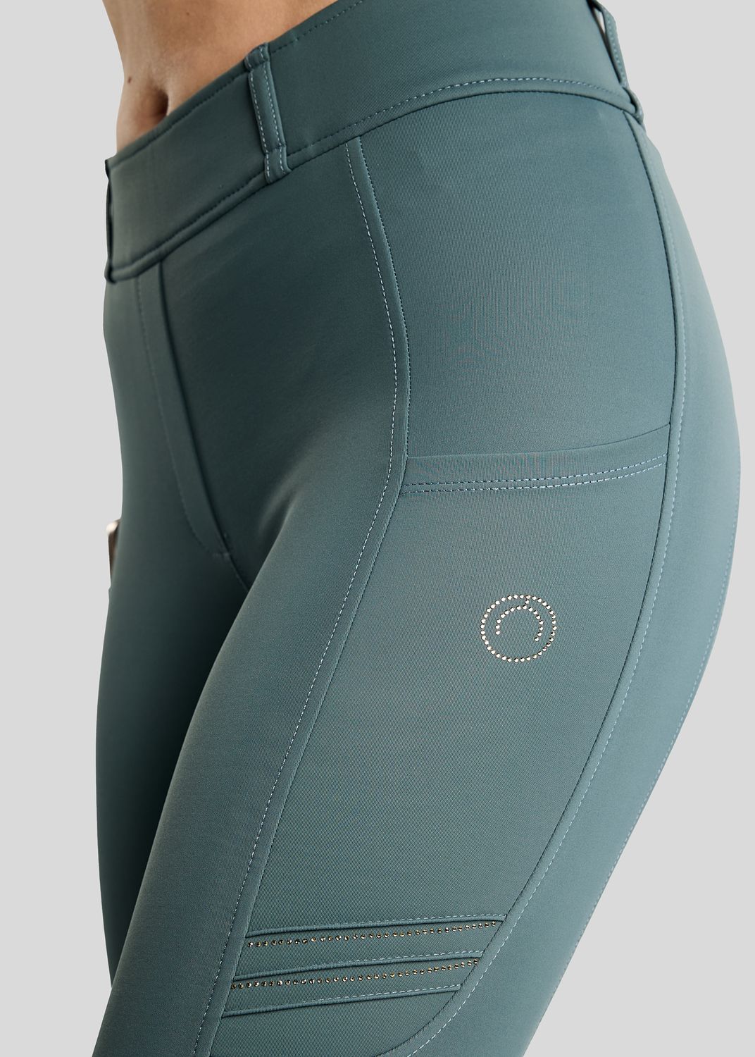 MoWilma Hybrid Tights w. Pintucks and Golden Quartz Crystals - Fullgrip, Dark Slate 