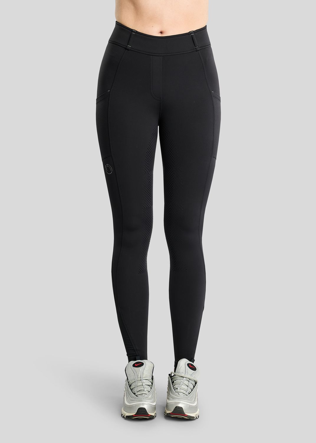 MoZida REFINED Hybrid Tights w. Gun Metal Crystal Logo - Fullgrip, Black 