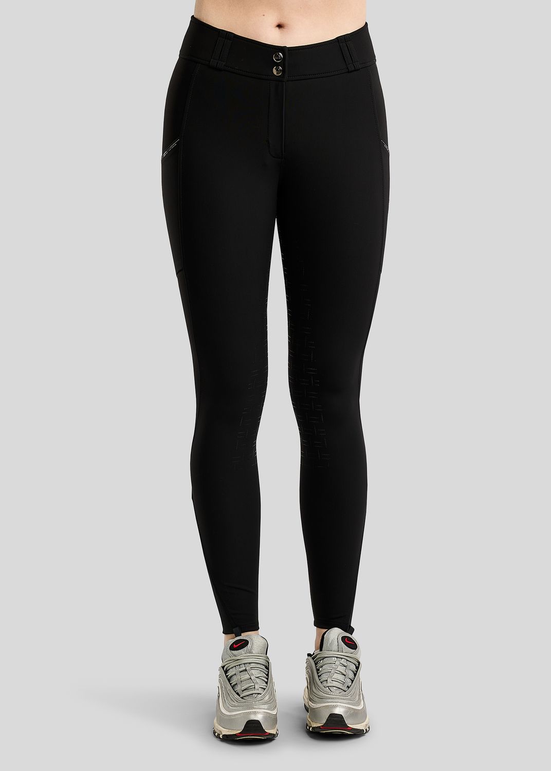 MoMaddy Breeches w. Gun Metal Crystals - Fullgrip, Black 