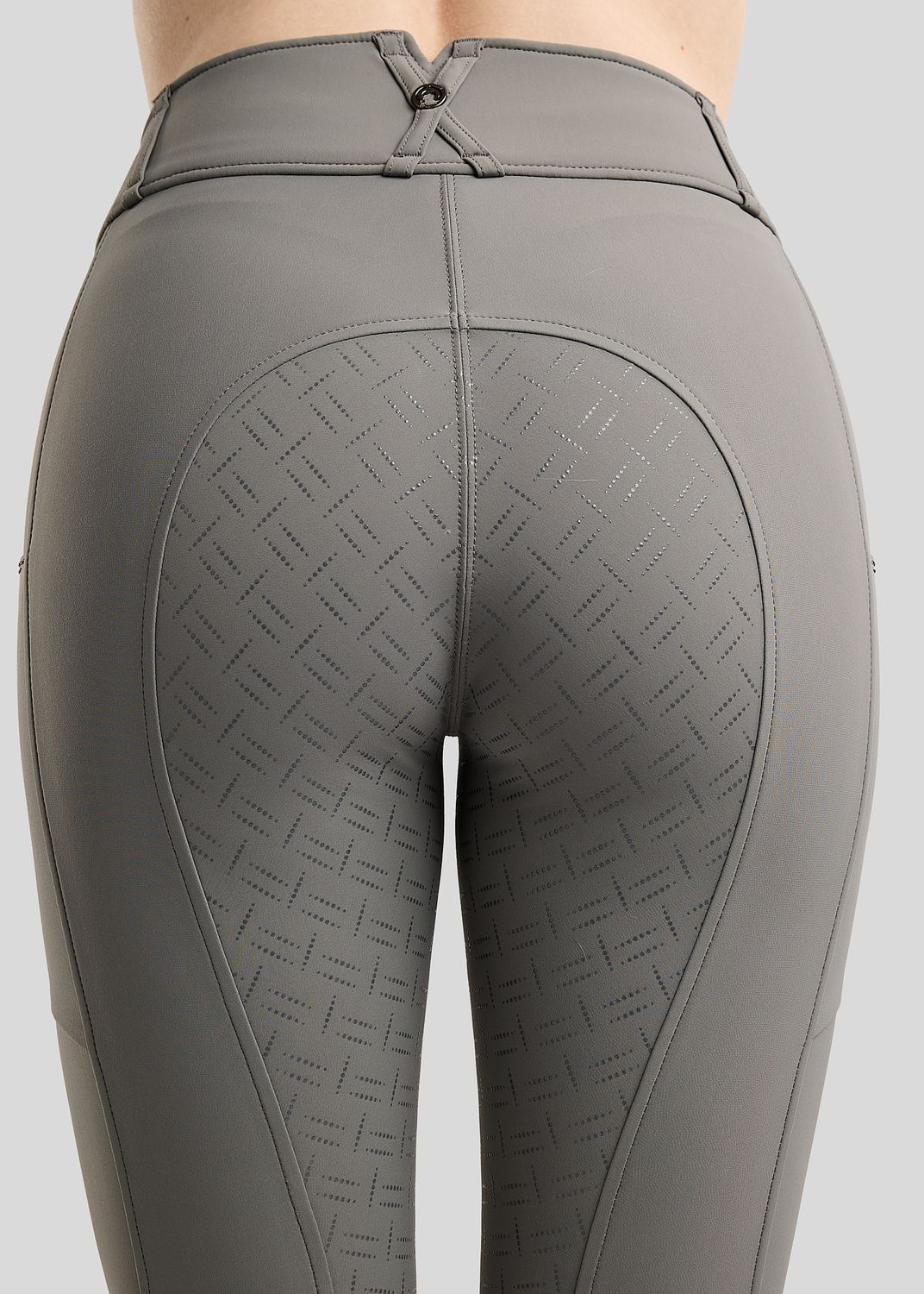 Grey MoMaddy Breeches with Gun Metal crystals on phonepockets F/G