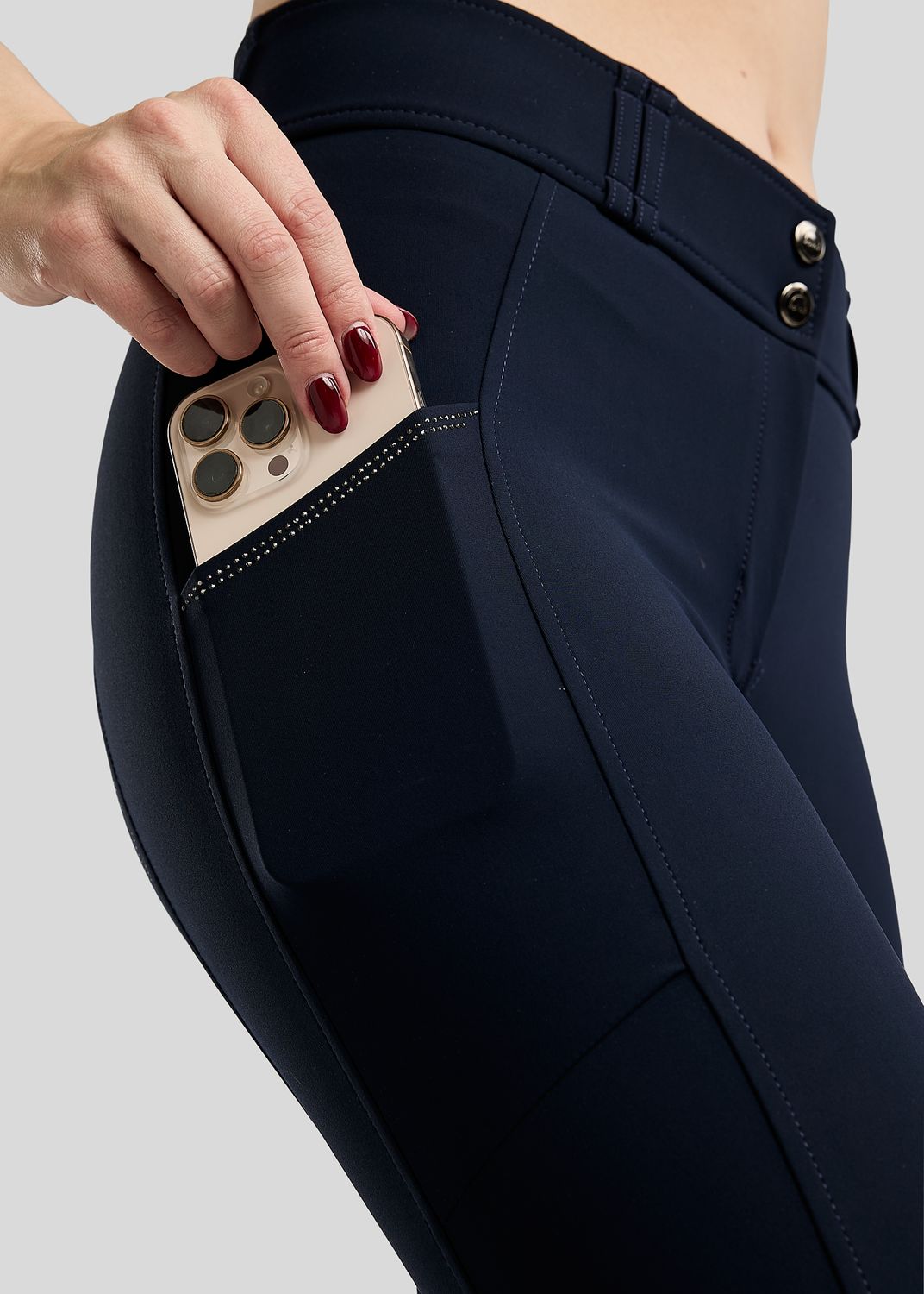 MoMaddy Breeches w. Gun Metal Crystals - Fullgrip, Navy 