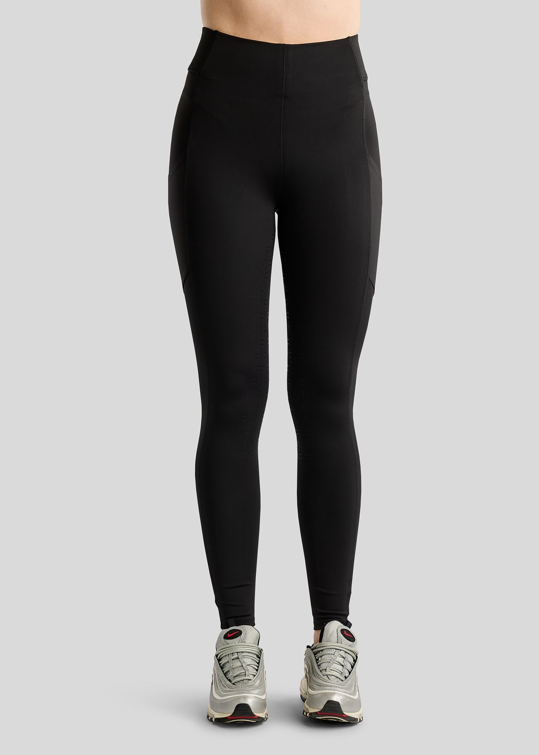 MoFair Tights w. Gun Metal Logo Print - Fullgrip, Black 