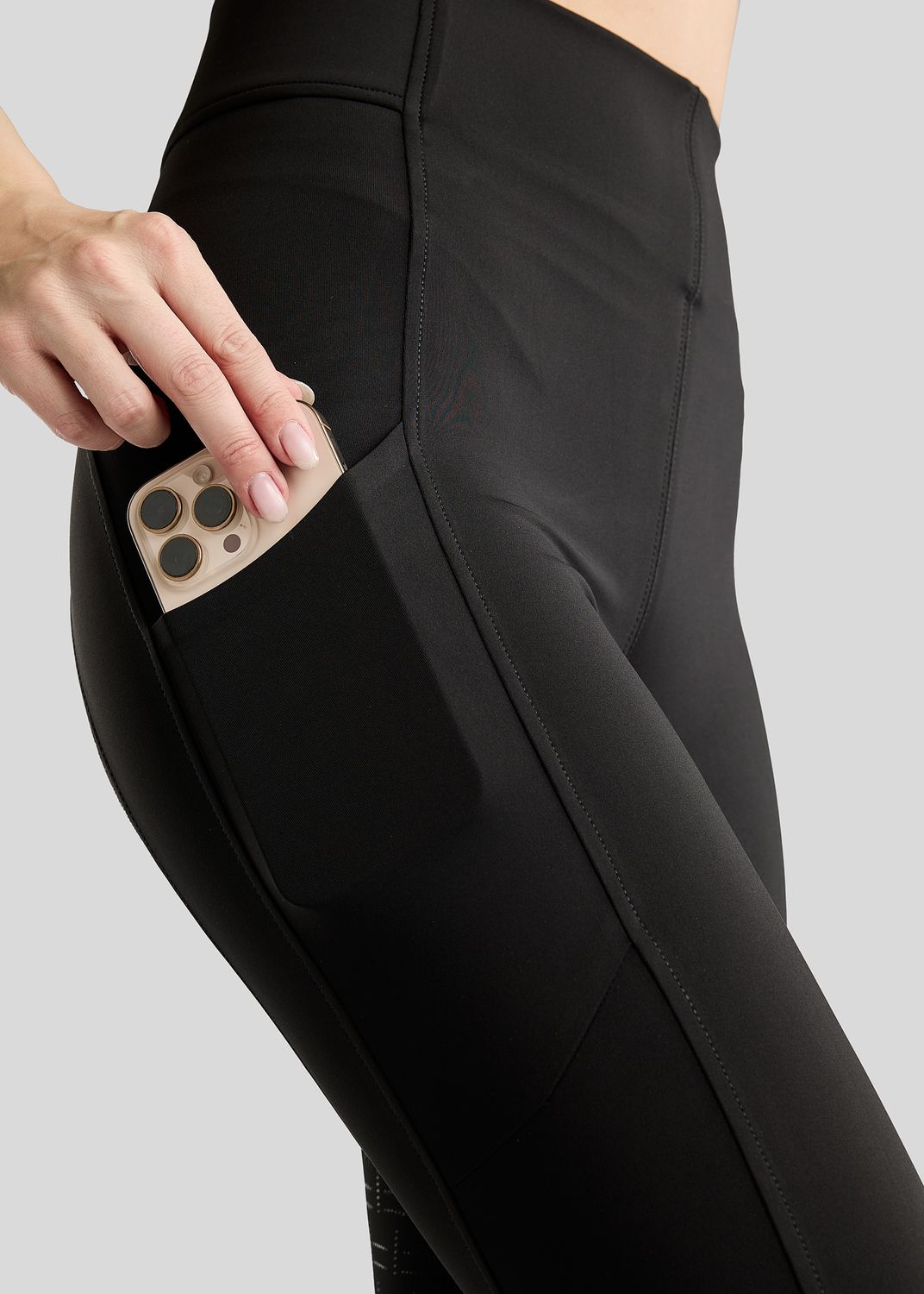 MoFair Tights w. Gun Metal Logo Print - Fullgrip, Black 