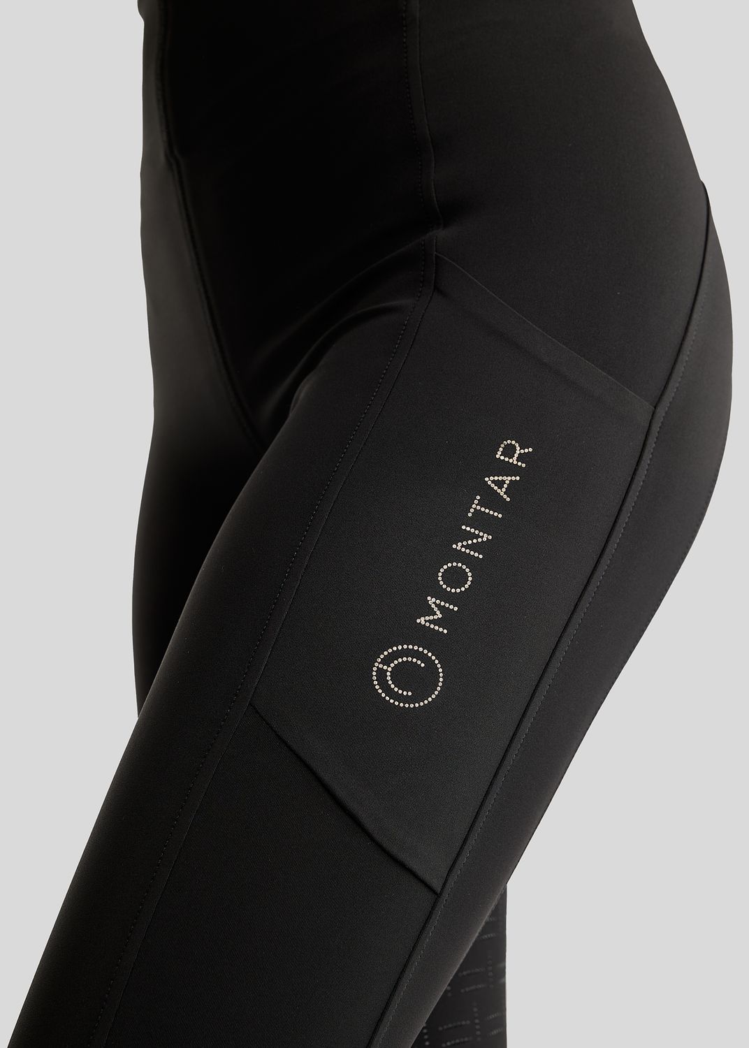 MoFair Tights w. Gun Metal Logo Print - Fullgrip, Black 