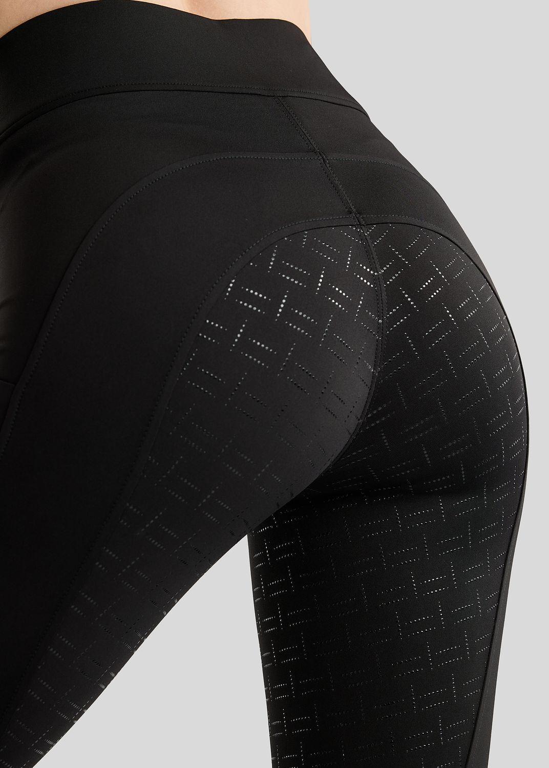 MoFair Tights w. Gun Metal Logo Print - Fullgrip, Black 