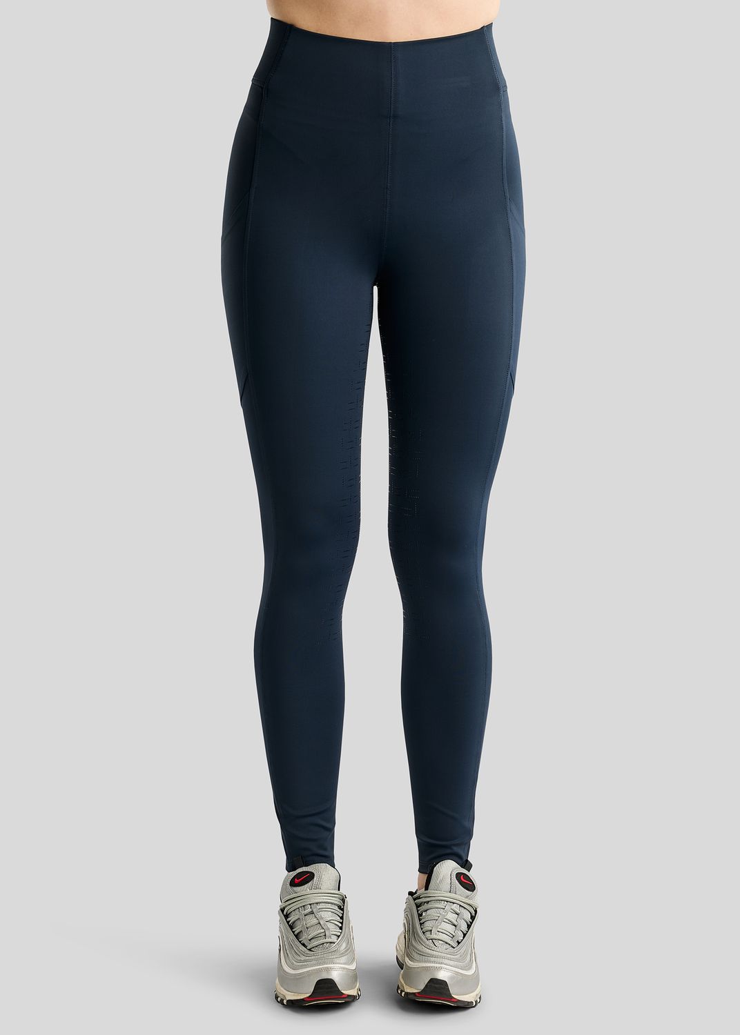 MoFair Tights w. Gun Metal Logo Print - Fullgrip, Navy 