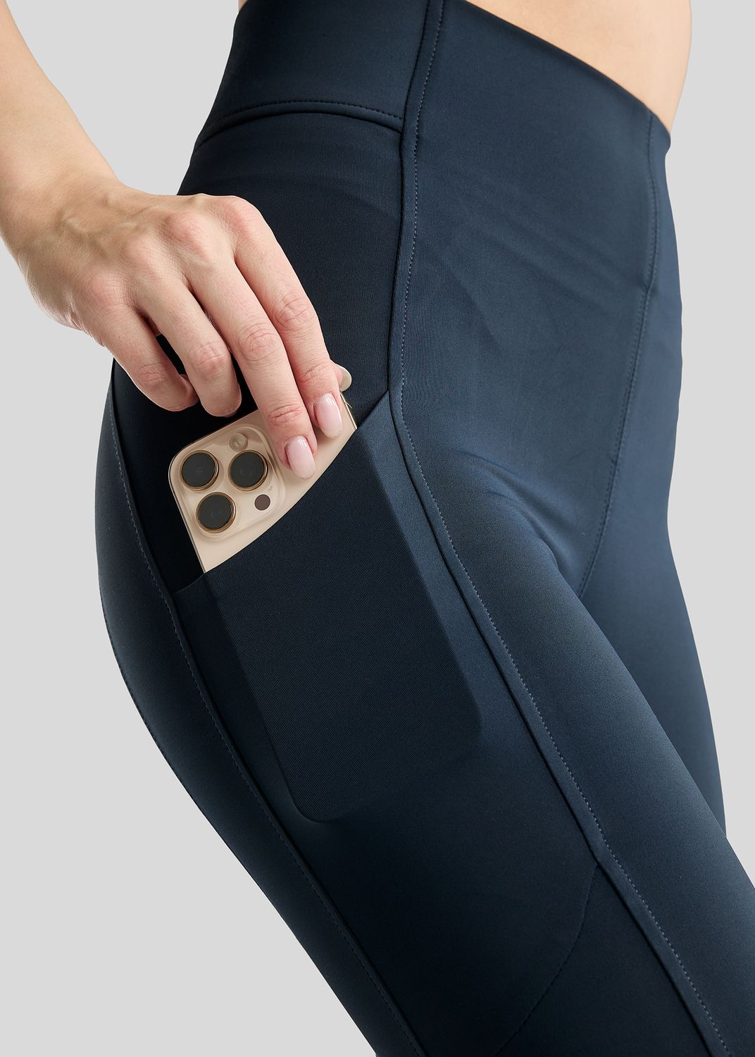 MoFair Tights w. Gun Metal Logo Print - Fullgrip, Navy 