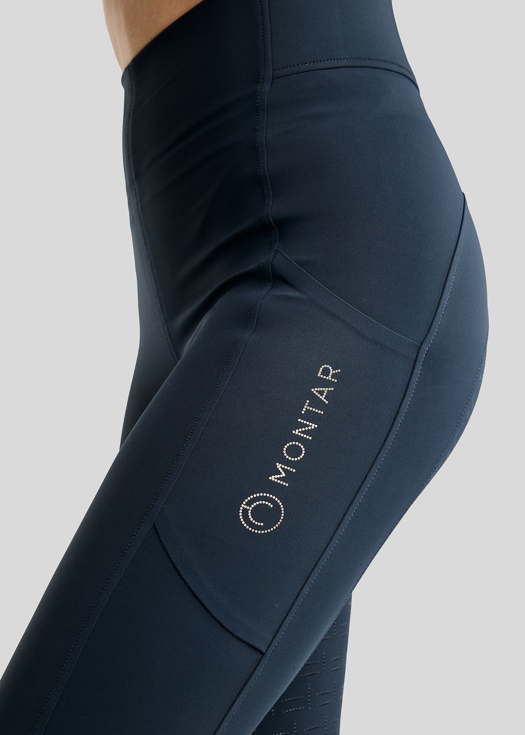 MoFair Tights w. Gun Metal Logo Print - Fullgrip, Navy 