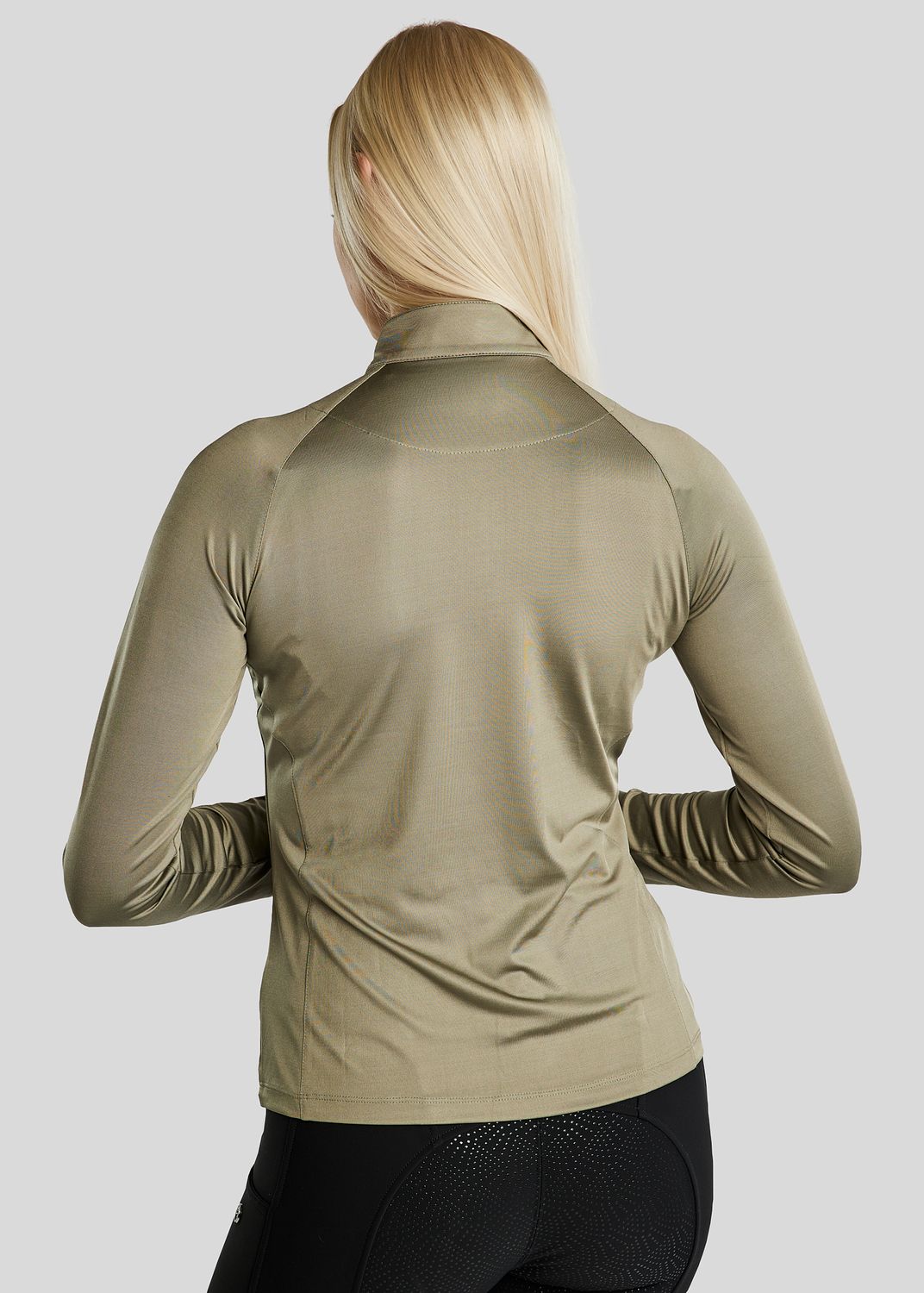 MoErica Long Sleeved Thermo Polo w. Quater zip - Dusty Green 