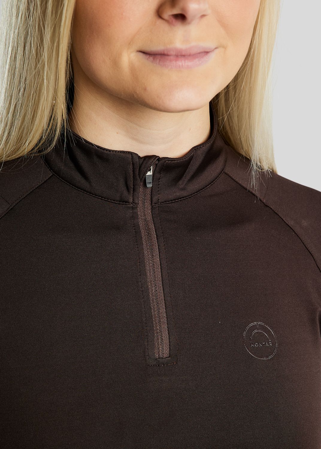 MoErica Long Sleeved Thermo Polo w. Quater zip - Brown 