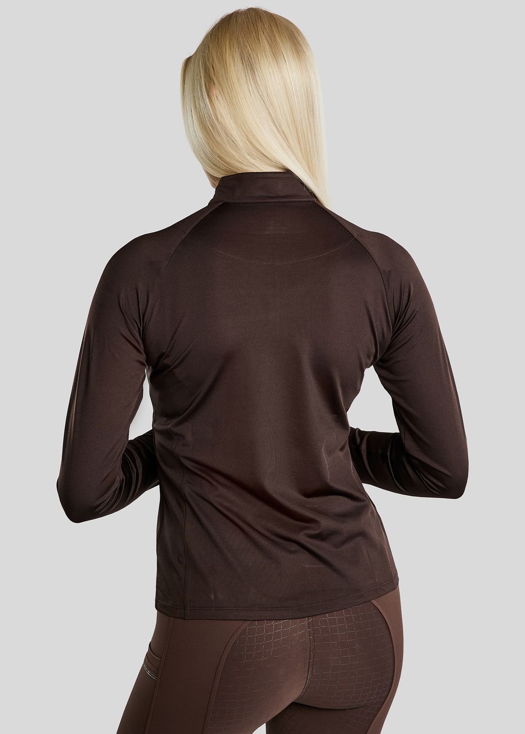 MoErica Long Sleeved Thermo Polo w. Quater zip - Brown 
