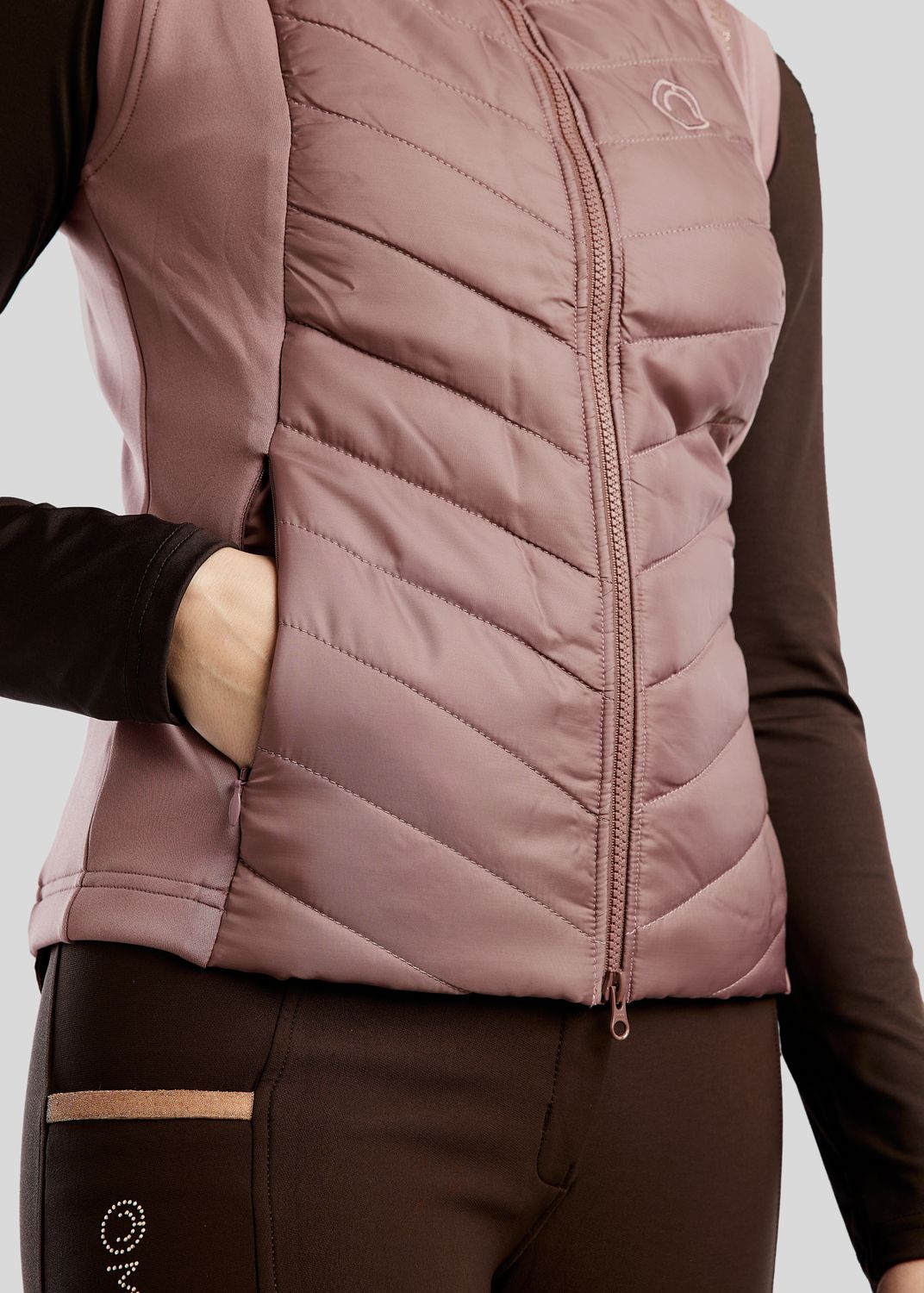 MoMari Hybrid Bodywarmer w. Rosegold Crystals - Dusty Rose 