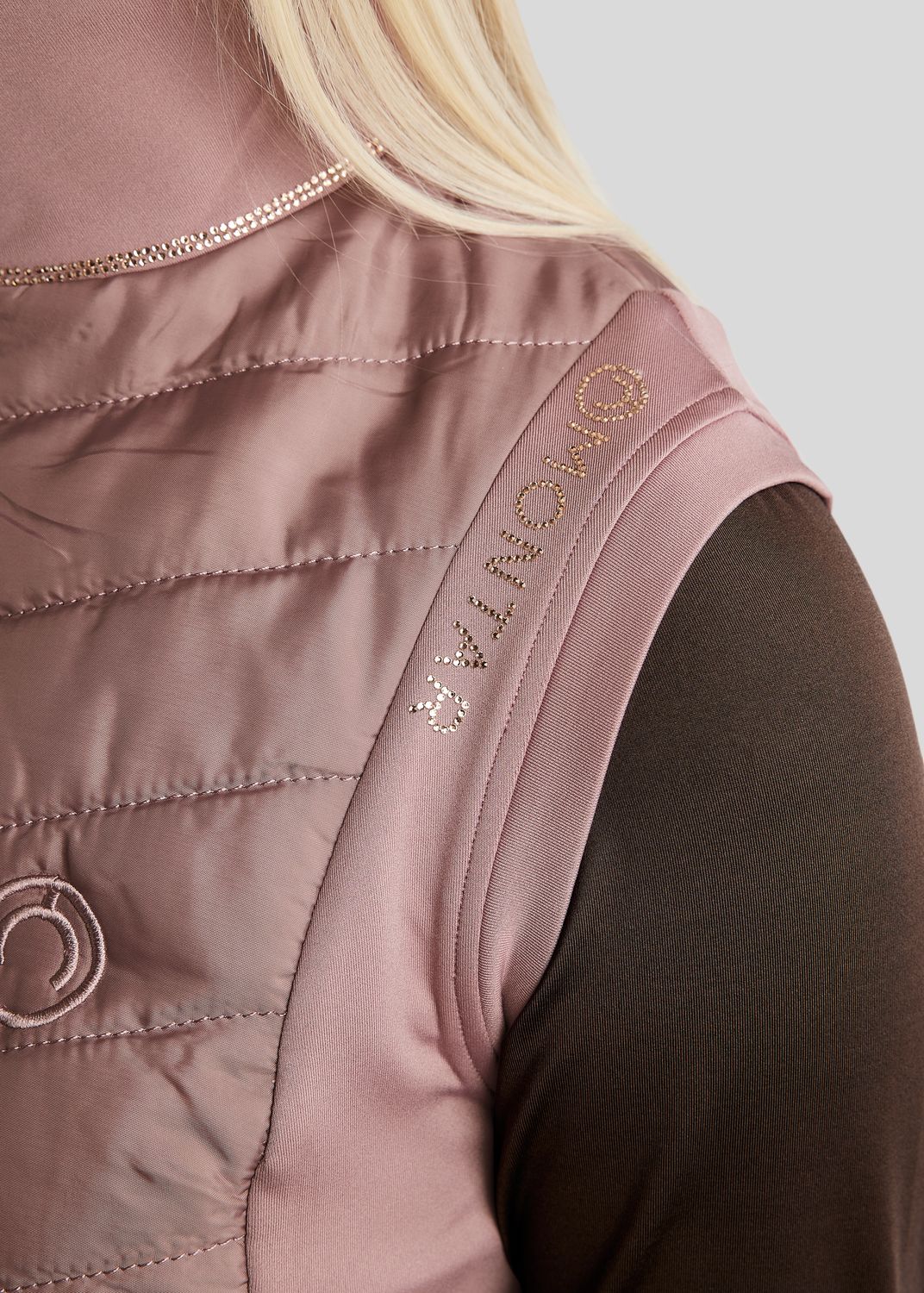 MoMari Hybrid Bodywarmer w. Rosegold Crystals - Dusty Rose 