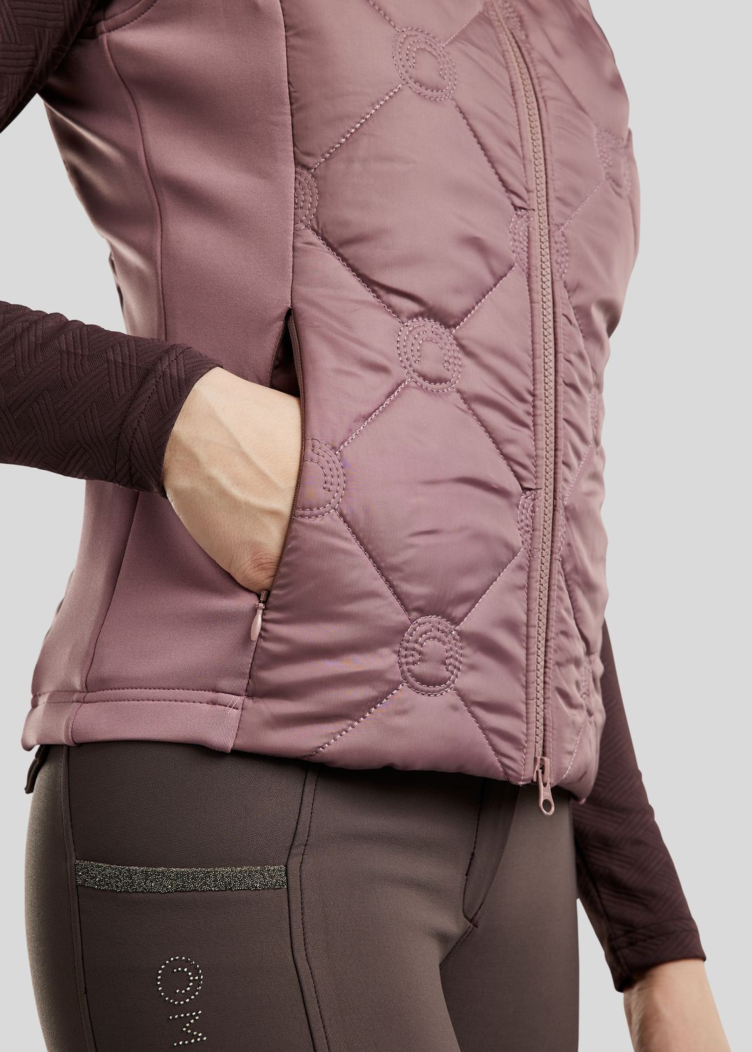 MoMartina Hybrid Vest m. Kviltet Monogram - Dusty Rose 