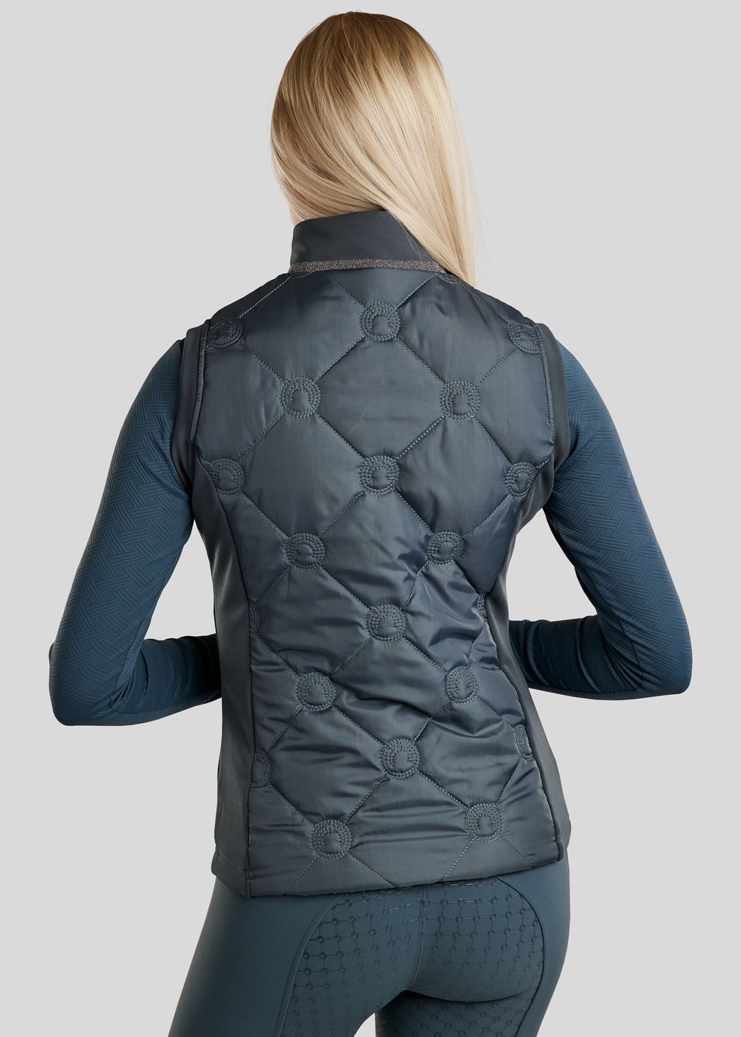 MoMartina Hybrid Vest m. Kviltet Monogram - Dark Slate 
