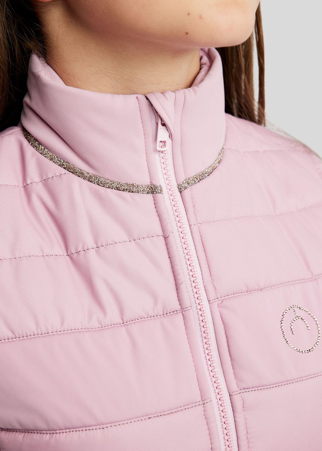 MoLila Hybrid Bodywarmer w. Champagne Crystal Tape and Crystals - Candy Pink