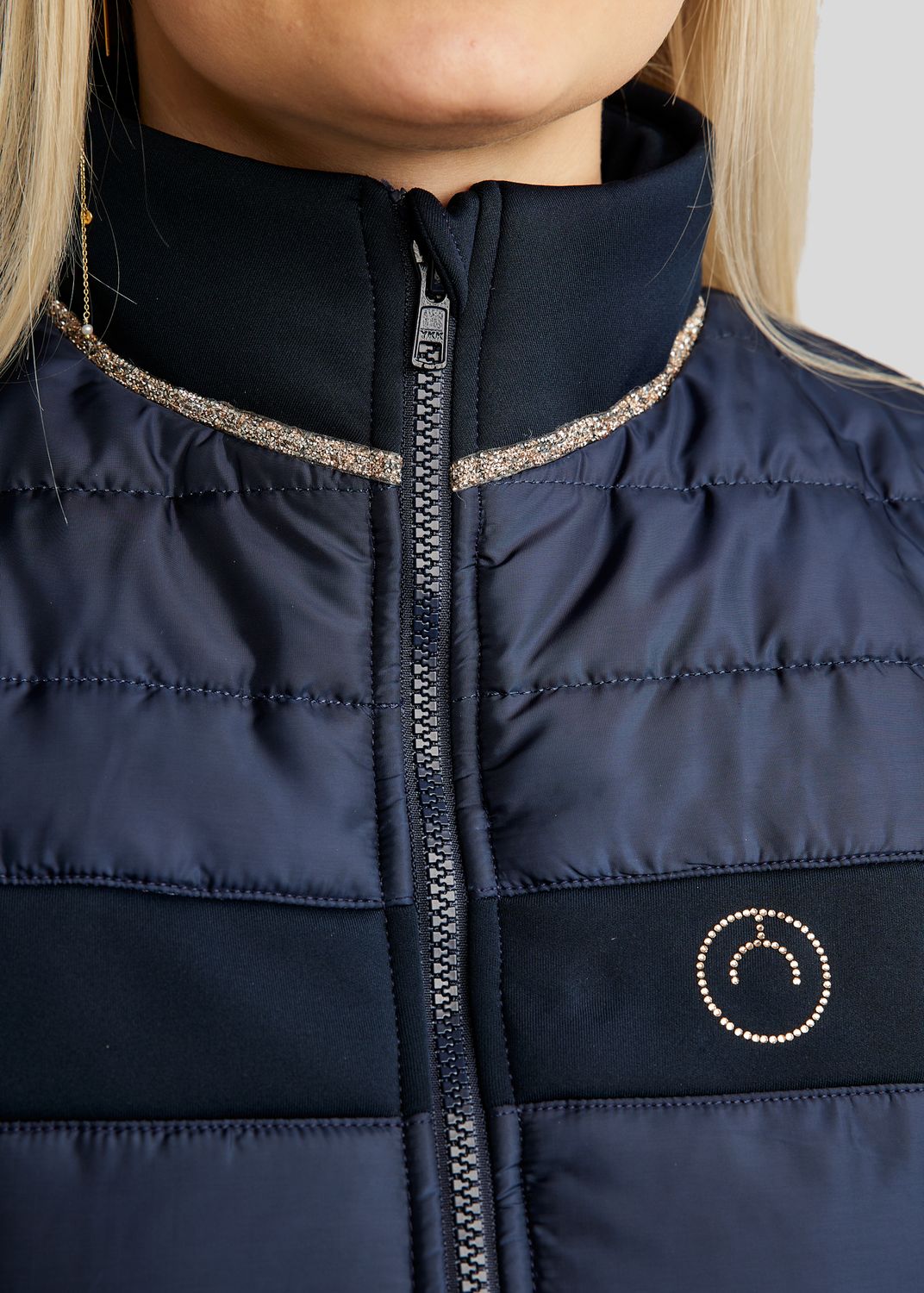 MoLila Hybrid Bodywarmer w. Champagne Crystal Tape and Crystals - Navy